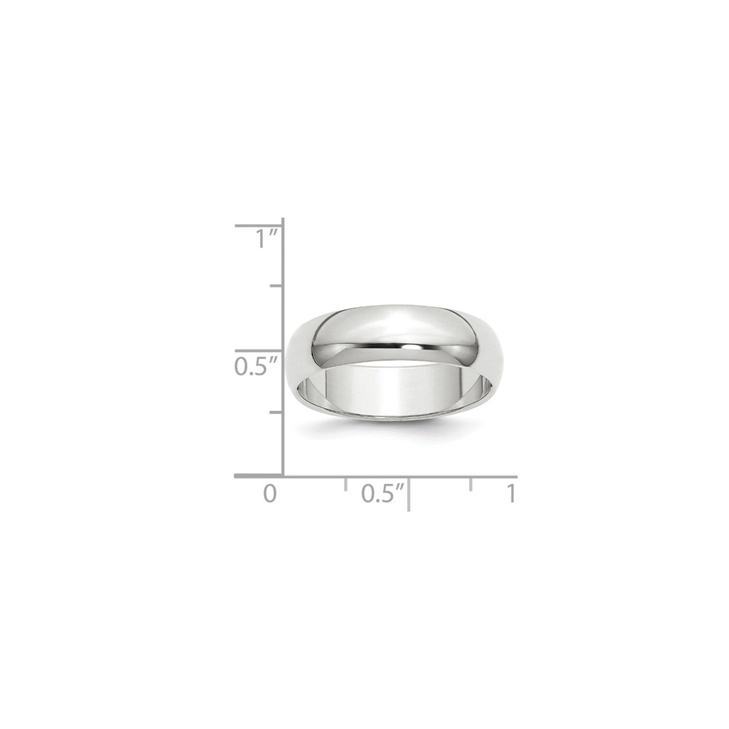 Mens or Ladies 14K White Gold 6mm Wedding Band Ring