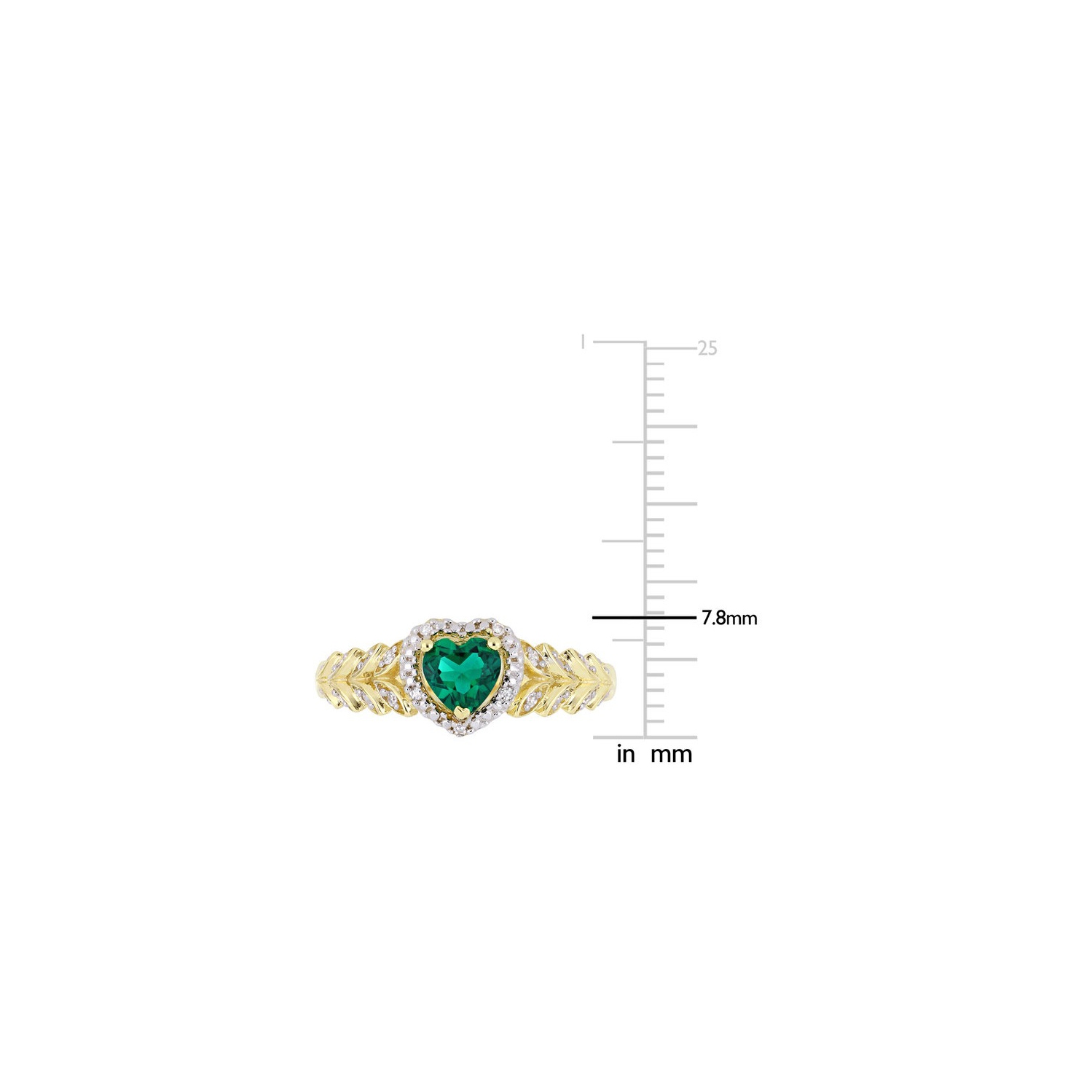 2/5 Carat Lab Created Emerald Promise Heart Ring in 10K Yellow Gold with Diamonds