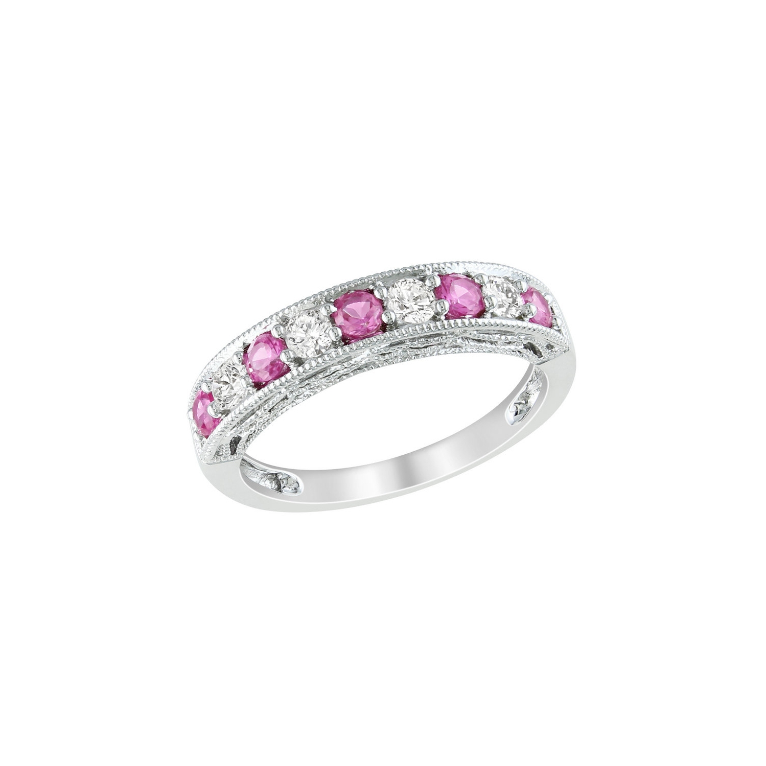 1.25 Carat Lab-Created Pink Sapphire & White Sapphire Ring in Sterling Silver