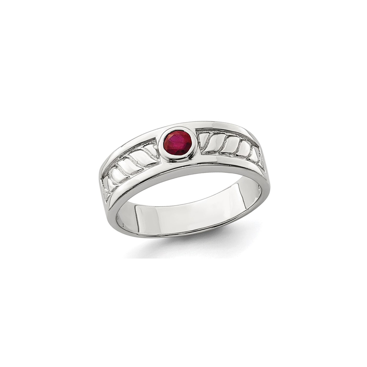 Mens 2.00 Carat Ruby Ring Band in Sterling Silver