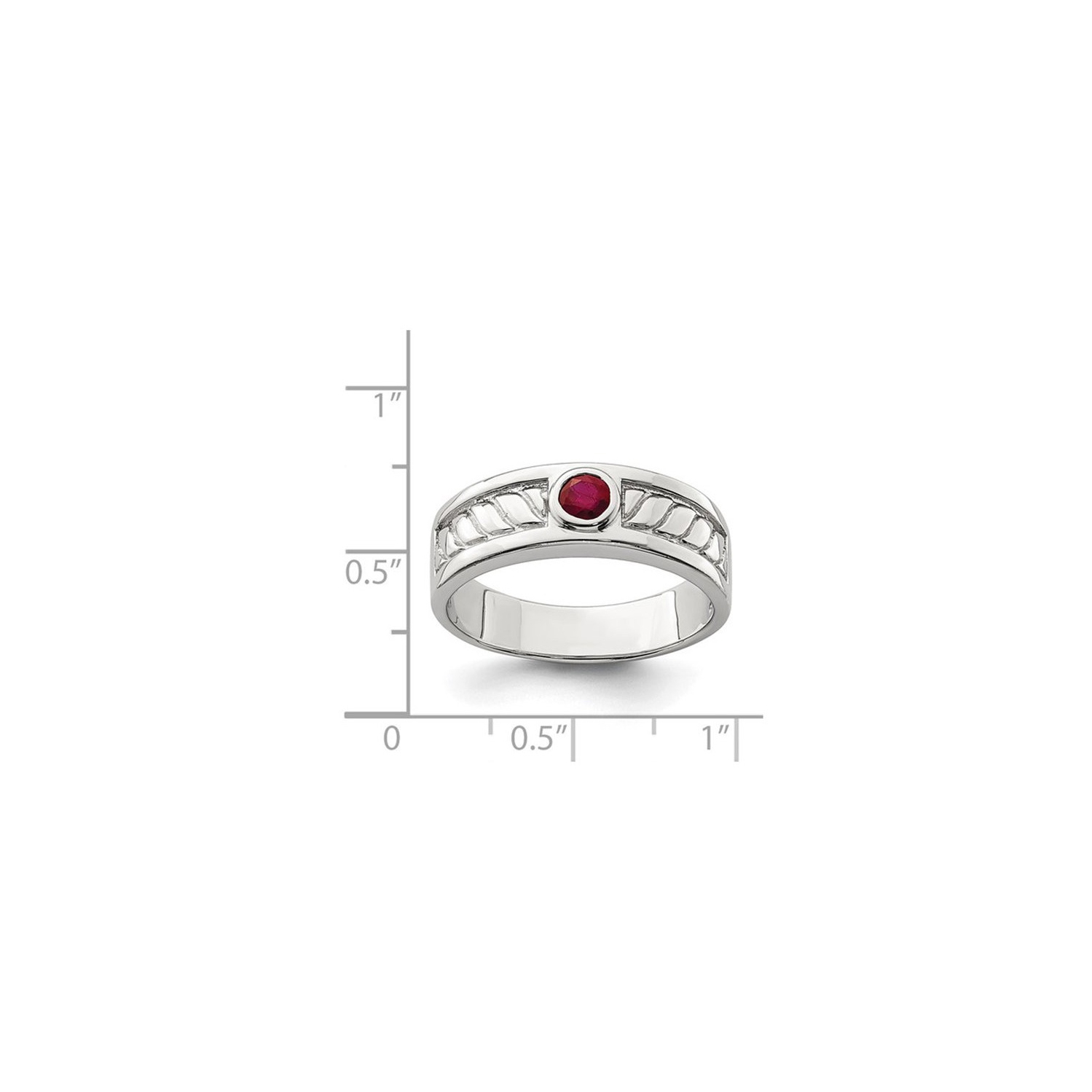Mens 2.00 Carat Ruby Ring Band in Sterling Silver