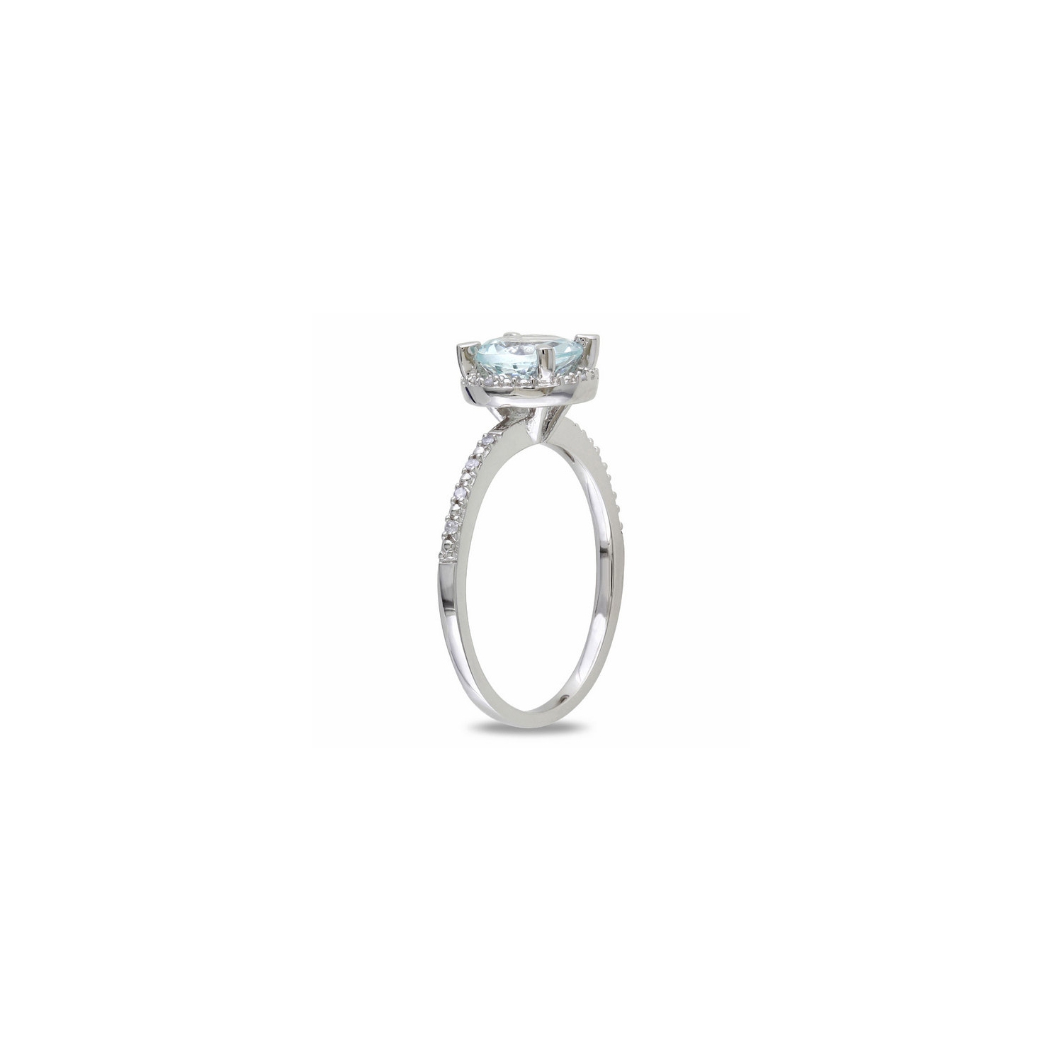 Bague en argent sterling avec aigue-marine 1,20&nbsp;carat et diamants