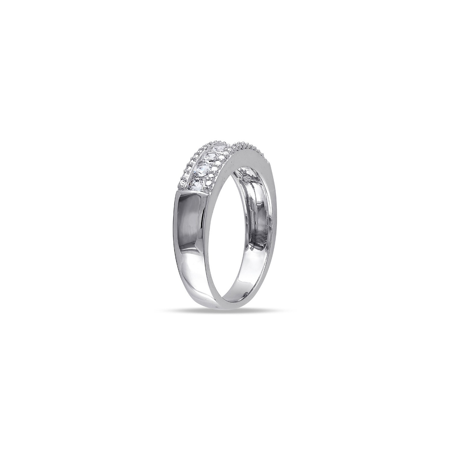 Bague anniversaire en argent sterling avec saphir blanc synthétique en laboratoire 5/8 ct