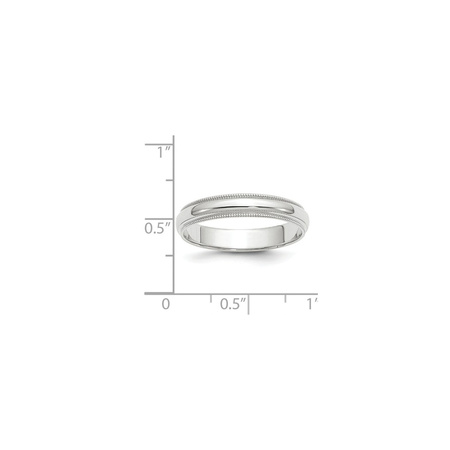 Ladies or Mens 14K White Gold 4mm Milgrain Wedding Band Ring