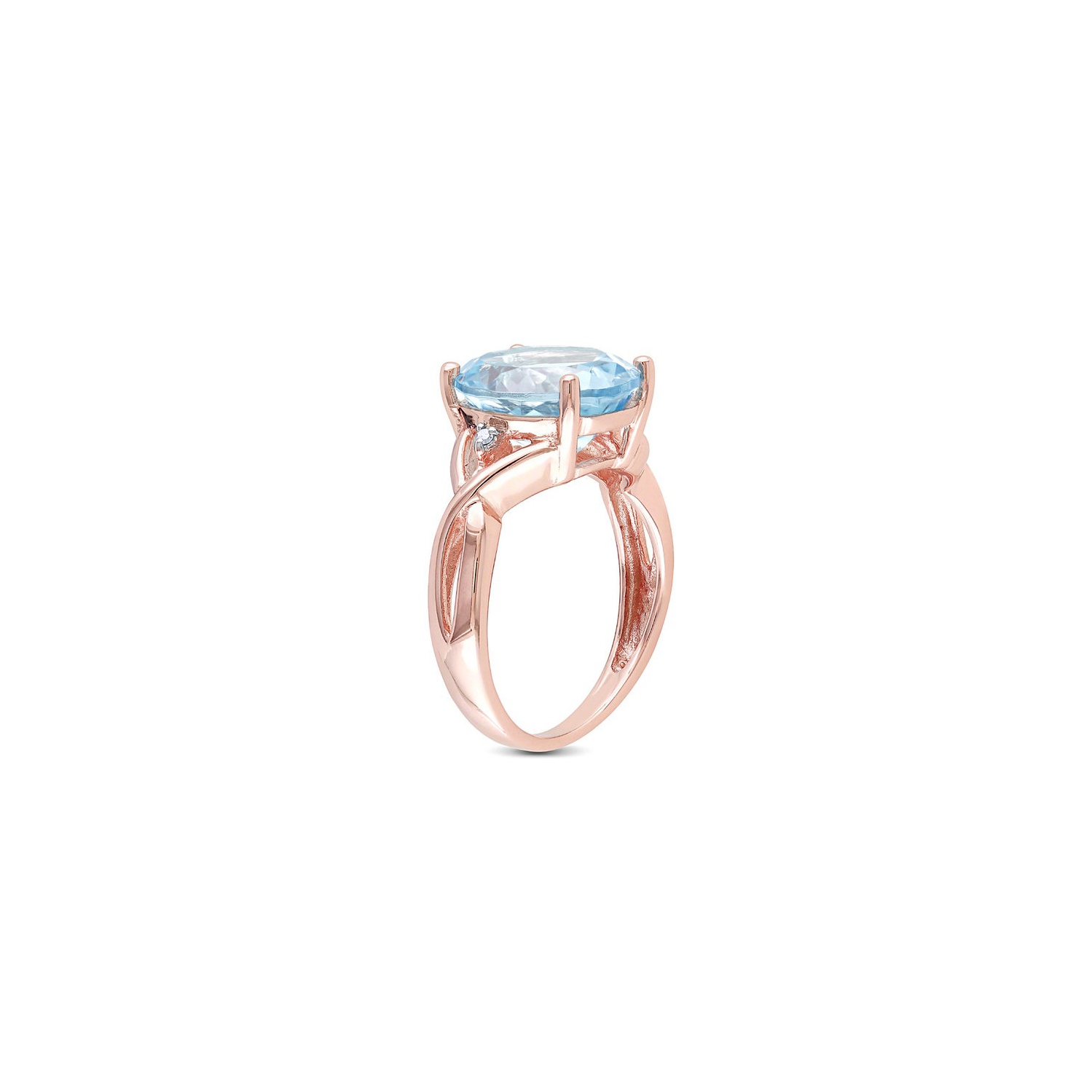 5.50 Carat Blue Topaz Ring in Rose Pink Plated Sterling Silver