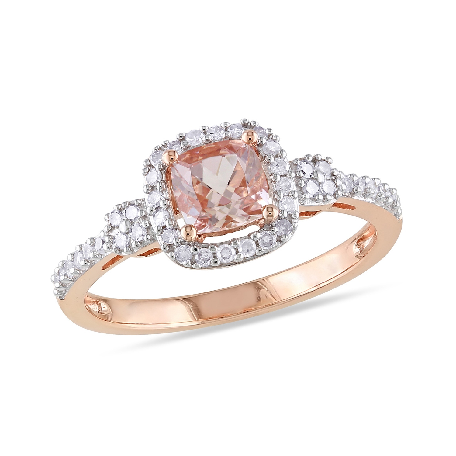 Bague en or rose 10 ct avec diamants 4 ct et morganite 5&nbsp;carat