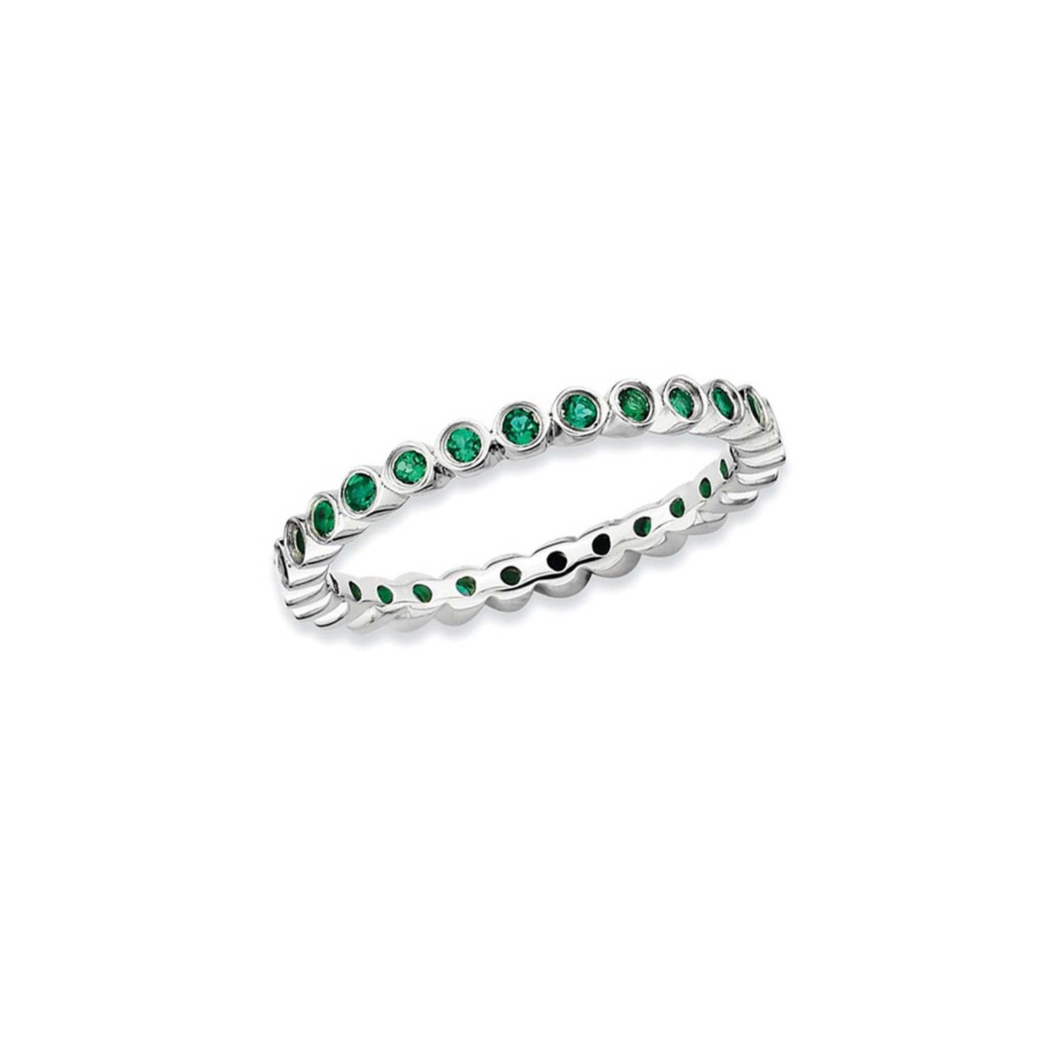 Created Green Emerald Eternity Ring 2/5 Carat in Sterling Silver