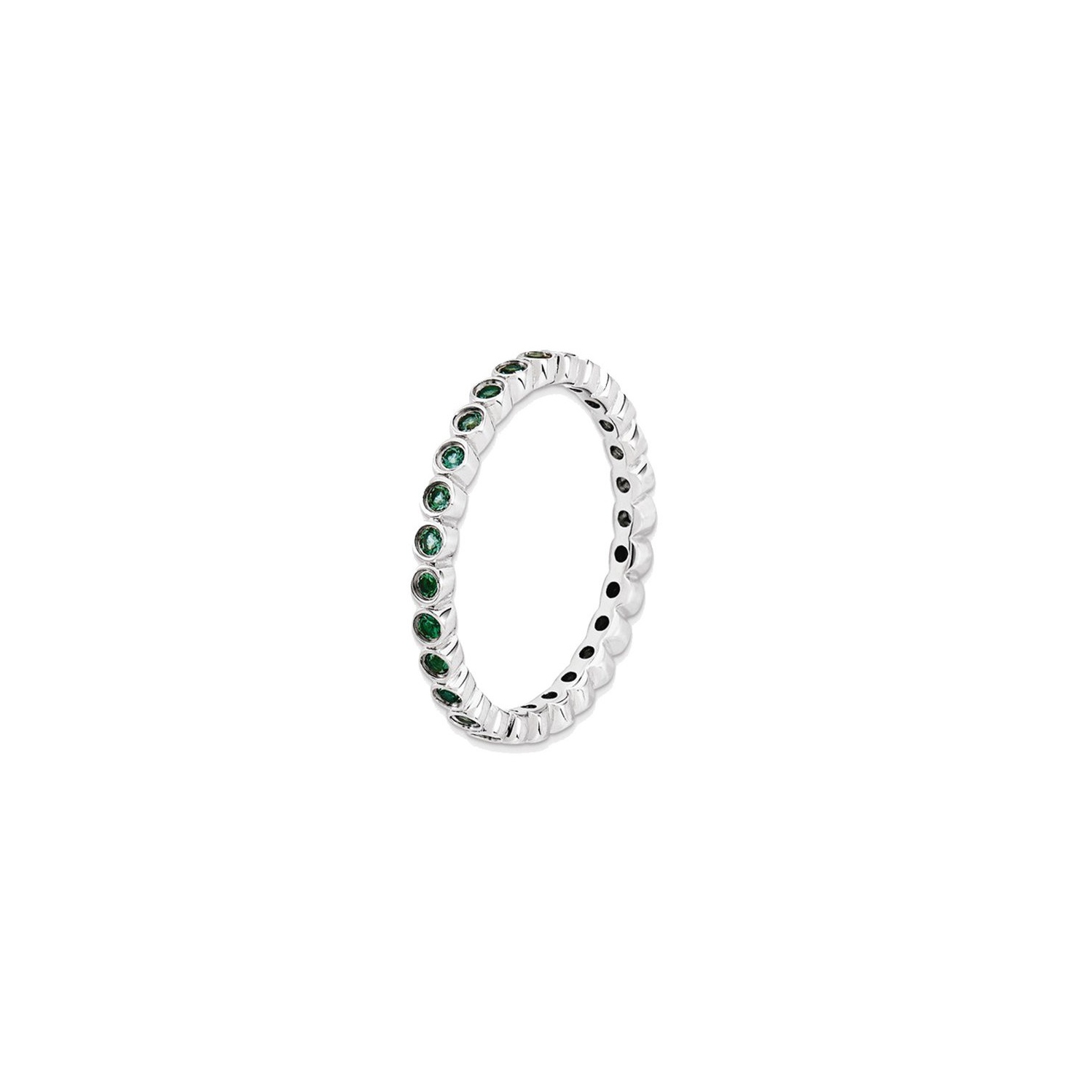 Created Green Emerald Eternity Ring 2/5 Carat in Sterling Silver