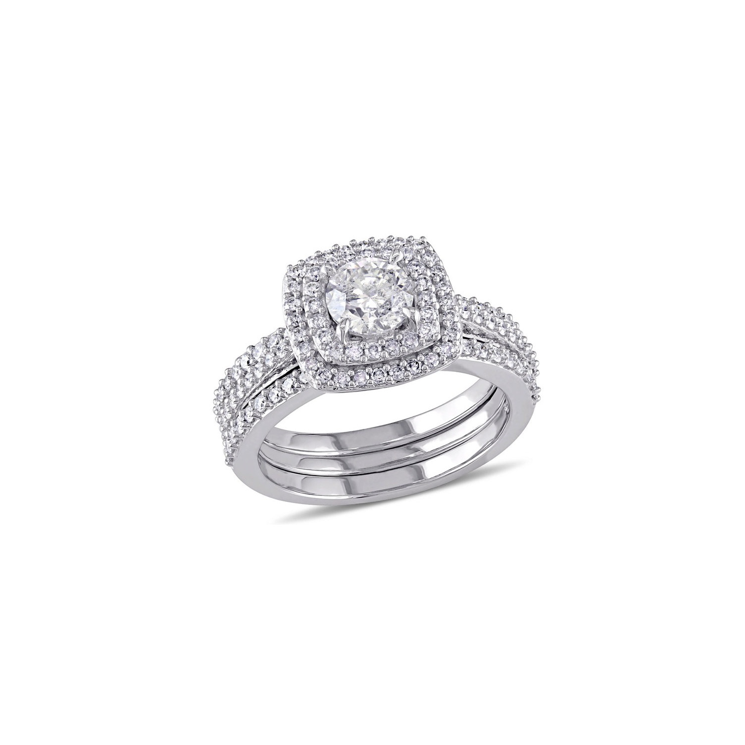 Bague De Mariage En Or Blanc Carats Avec Halo Solitaire