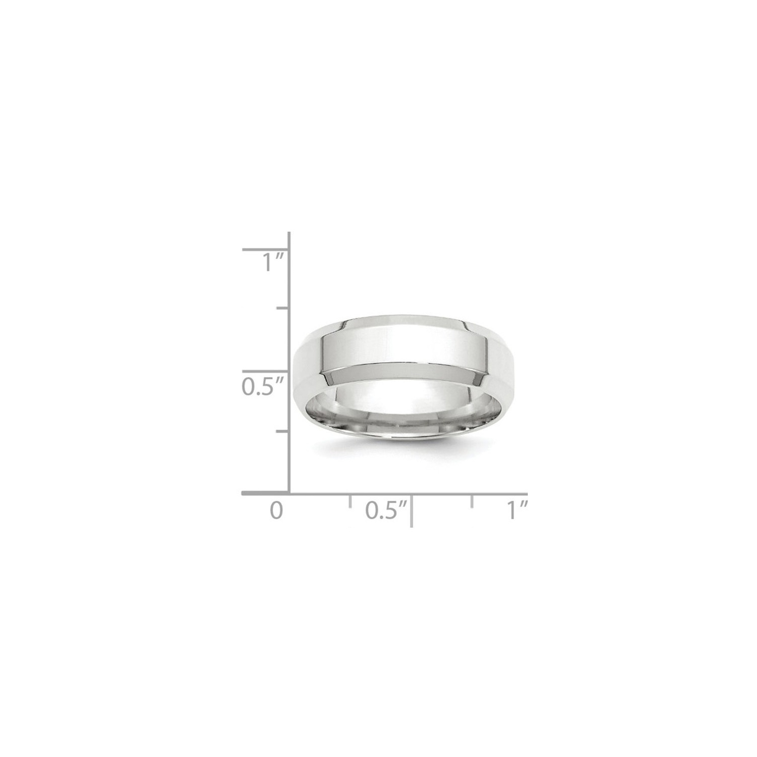 Mens 10K White Gold 7mm Comfort Fit Wedding Band Ring with Bevel Edge