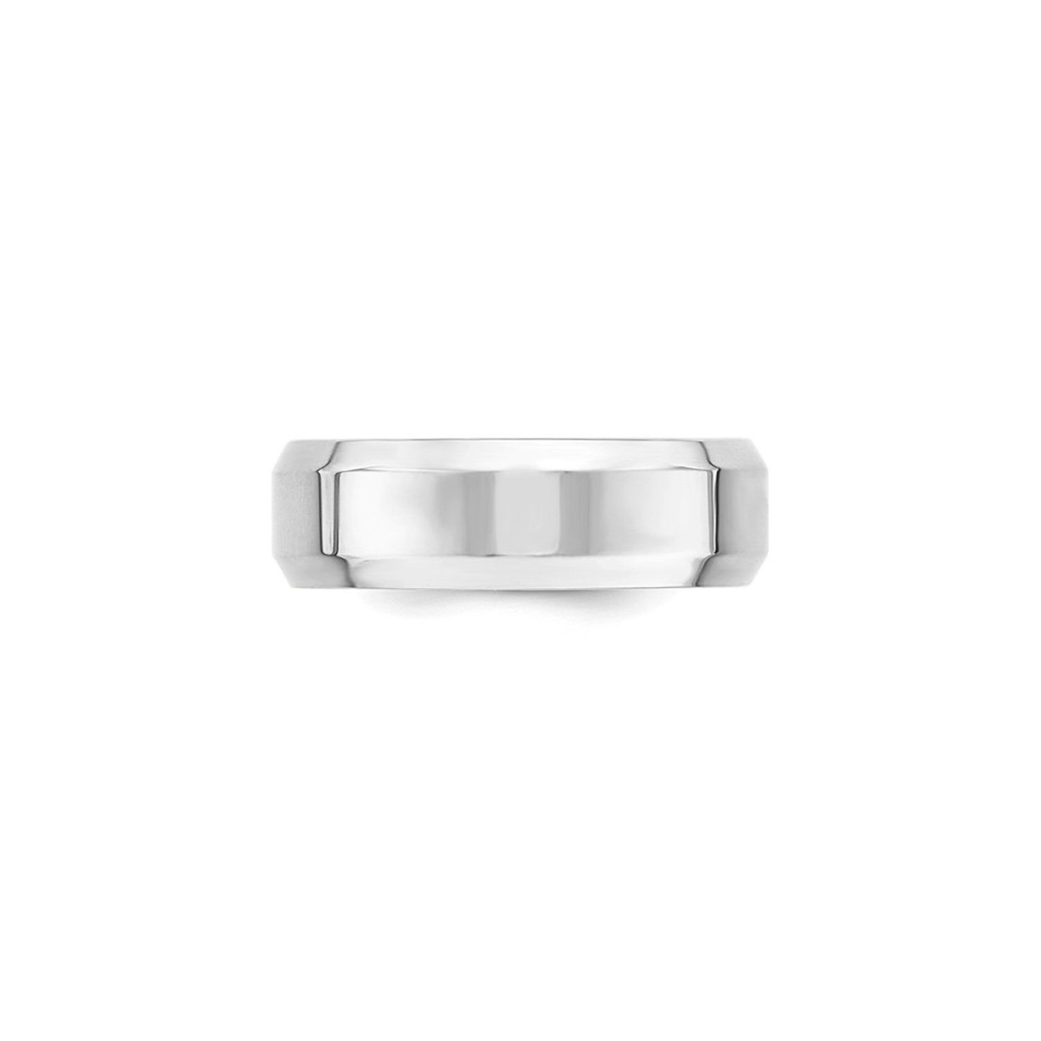 Mens 10K White Gold 7mm Comfort Fit Wedding Band Ring with Bevel Edge