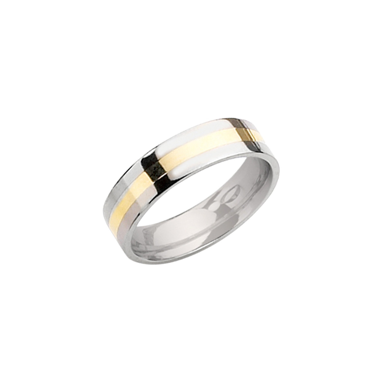 Mens 6mm Titanium Wedding Band Ring with 14 Gold Inlay