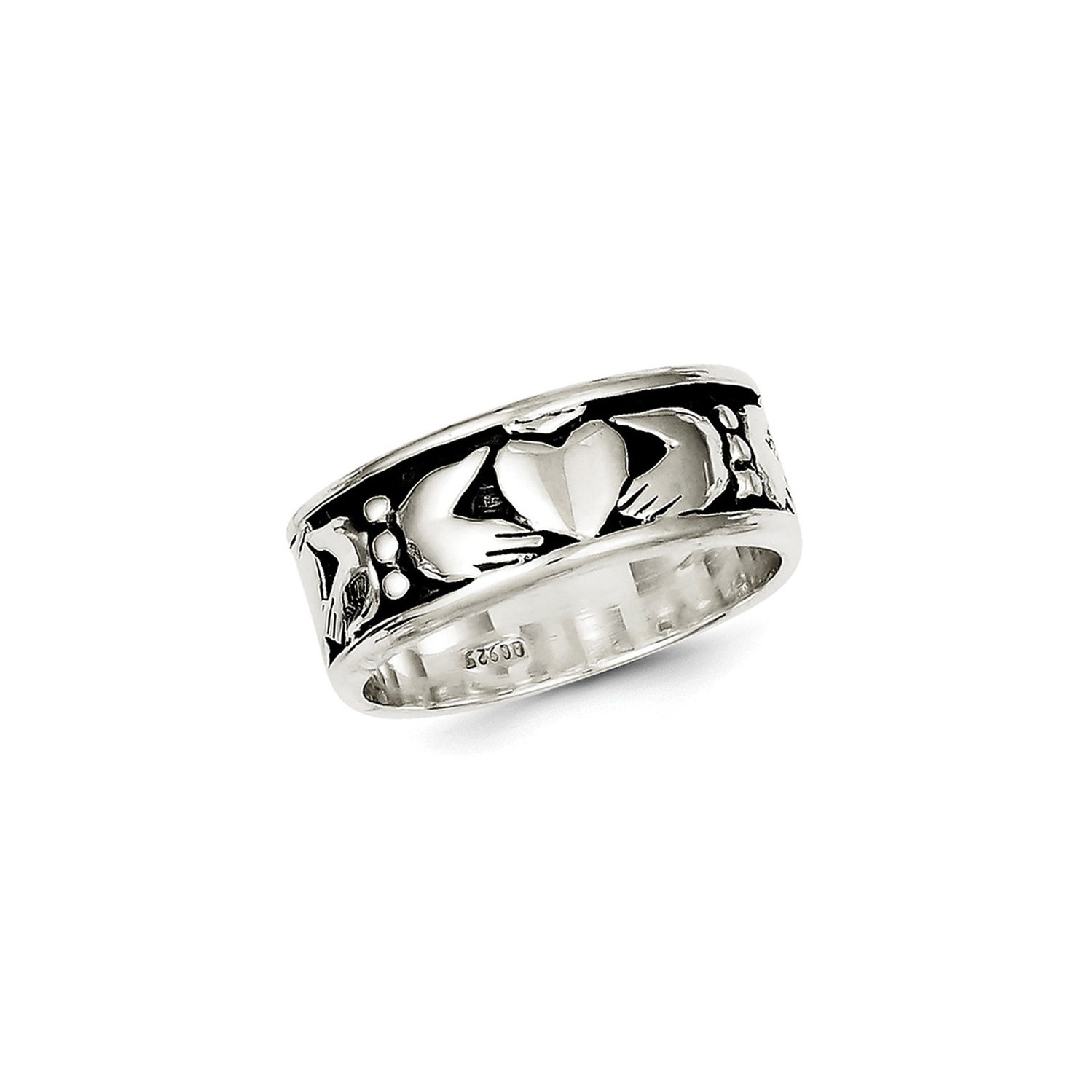 Mens Claddagh Ring in Sterling Silver