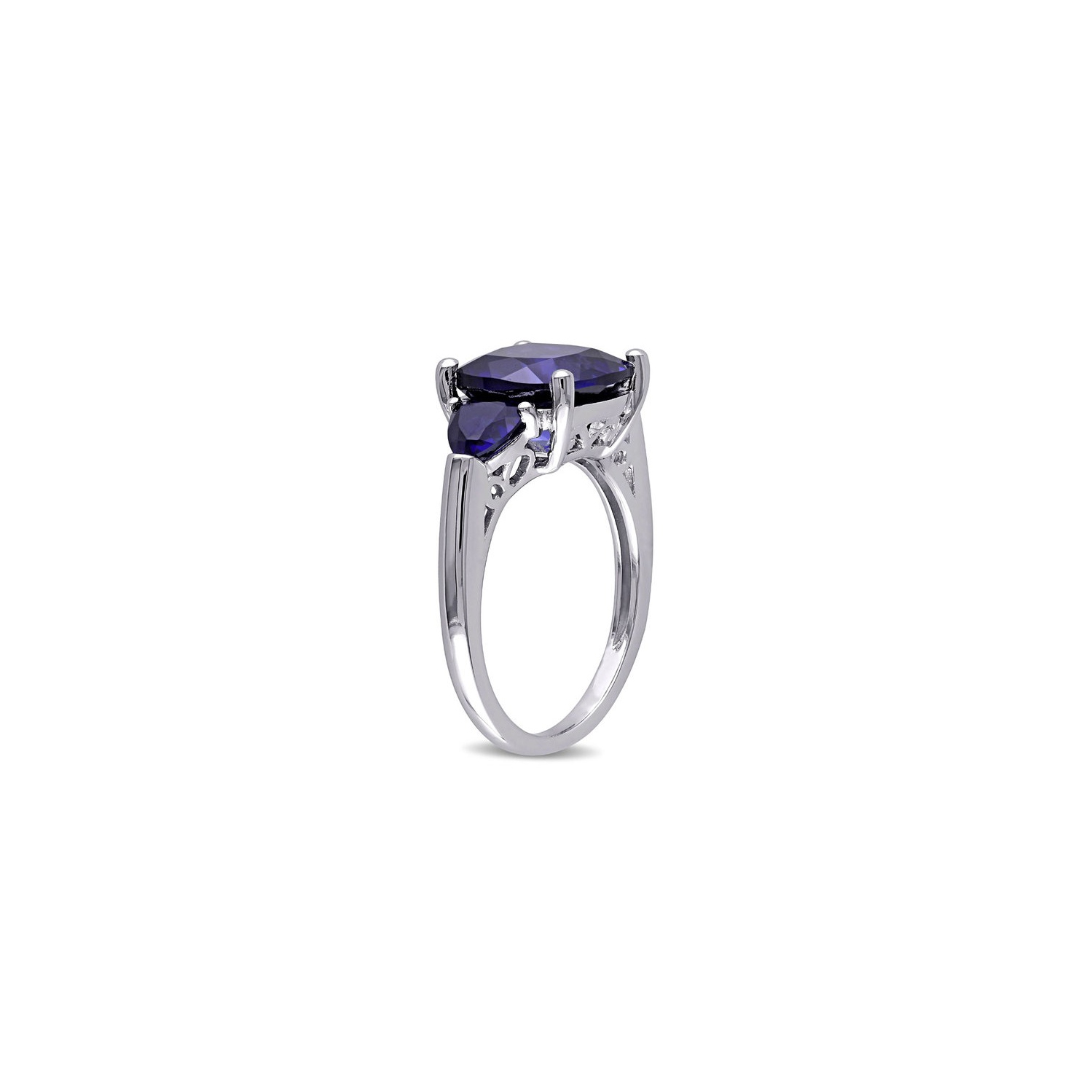 7.10 Carat Lab-Created Blue Sapphire Three Stone Ring in Sterling Silver