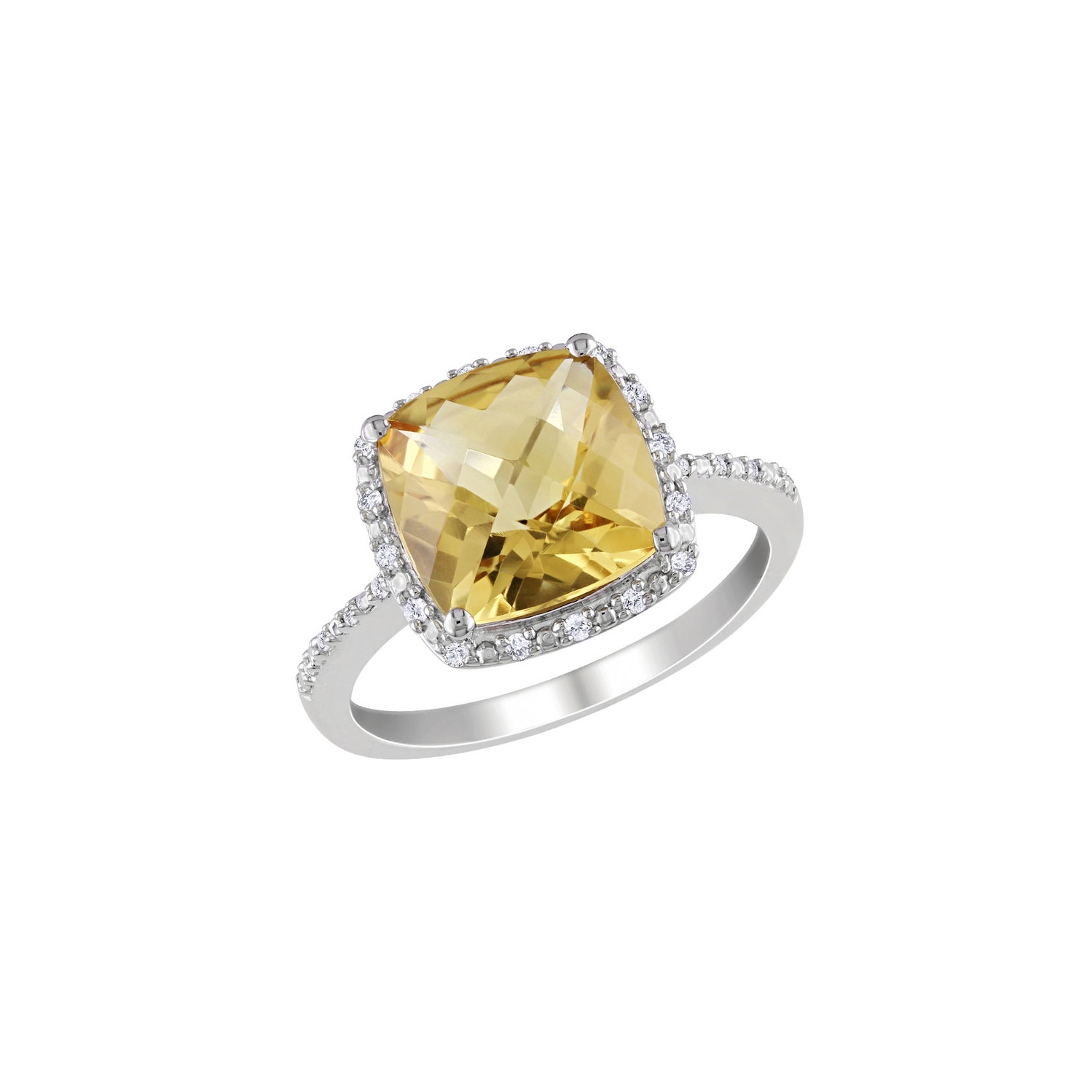 Citrine and Diamond 4.10 Carat Halo Ring in Sterling Silver