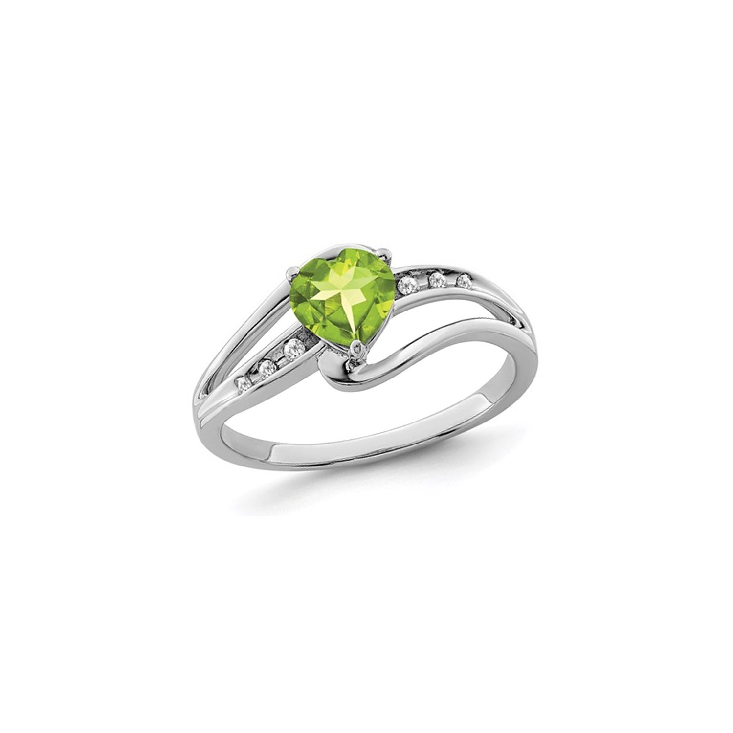 Bague de promesse en forme de coeur en argent sterling, péridot naturel 91/10 ct