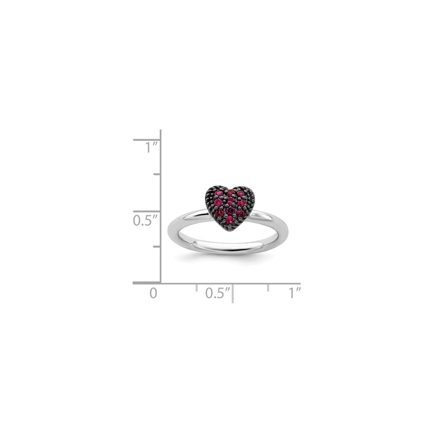 2/5 Carat Lab Created Ruby Cluster Heart Promise Ring in Sterling Silver