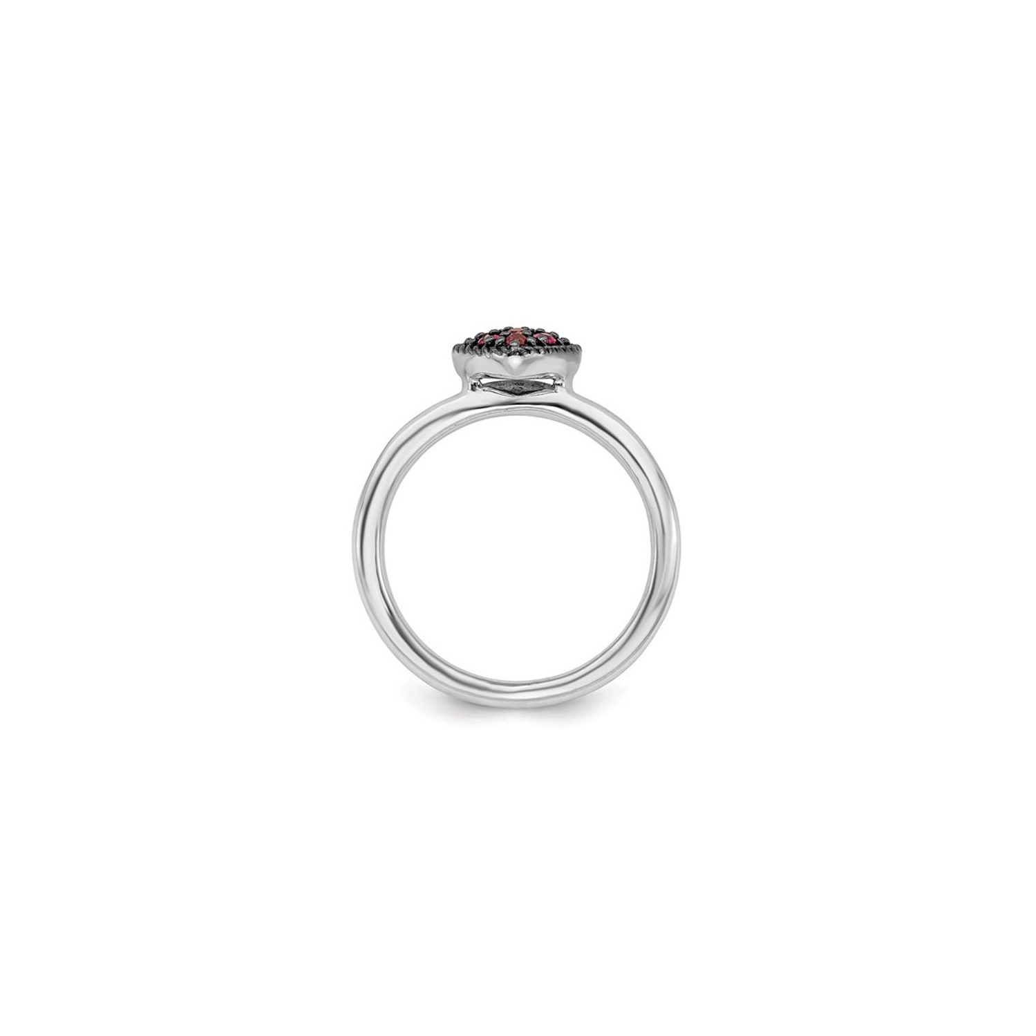 2/5 Carat Lab Created Ruby Cluster Heart Promise Ring in Sterling Silver