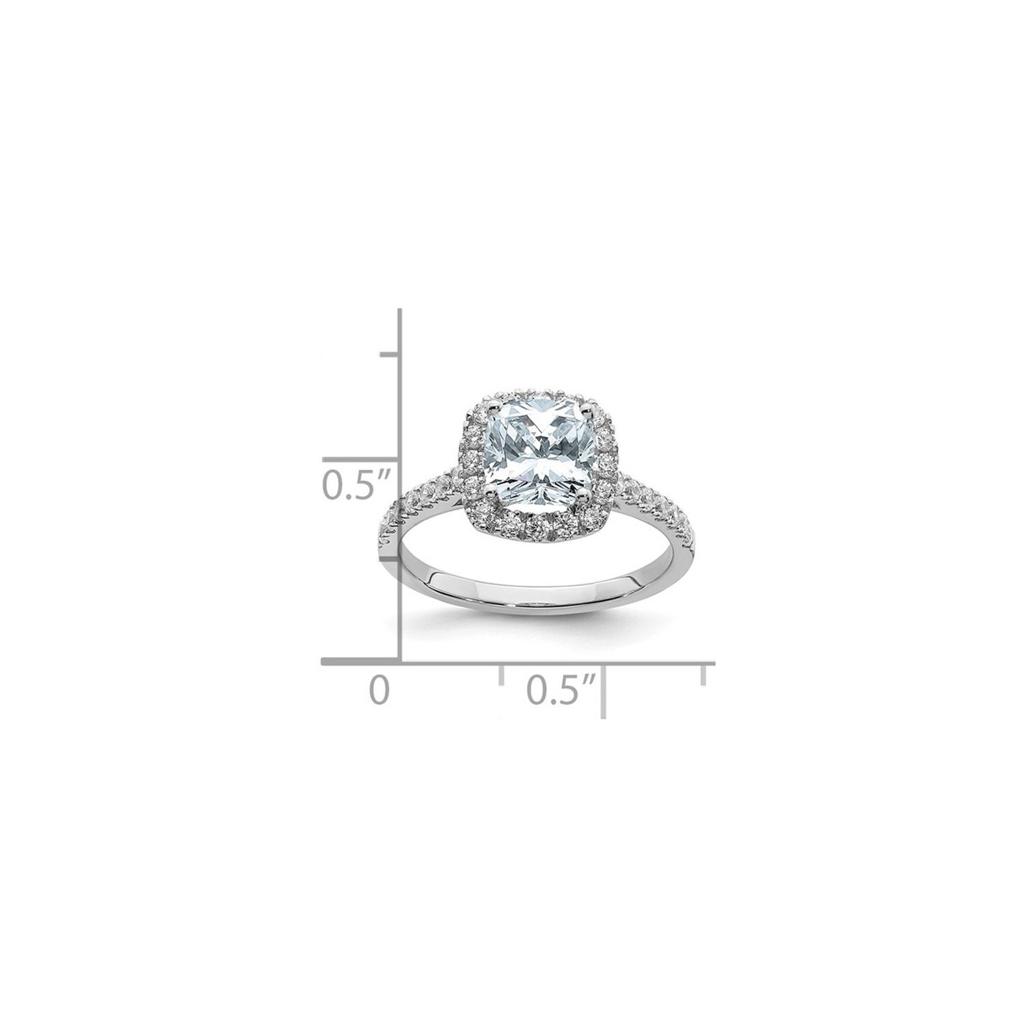 1.68 Carat Cushion-Cut Synthetic Moissanite Halo Engagement Ring in 14K White Gold