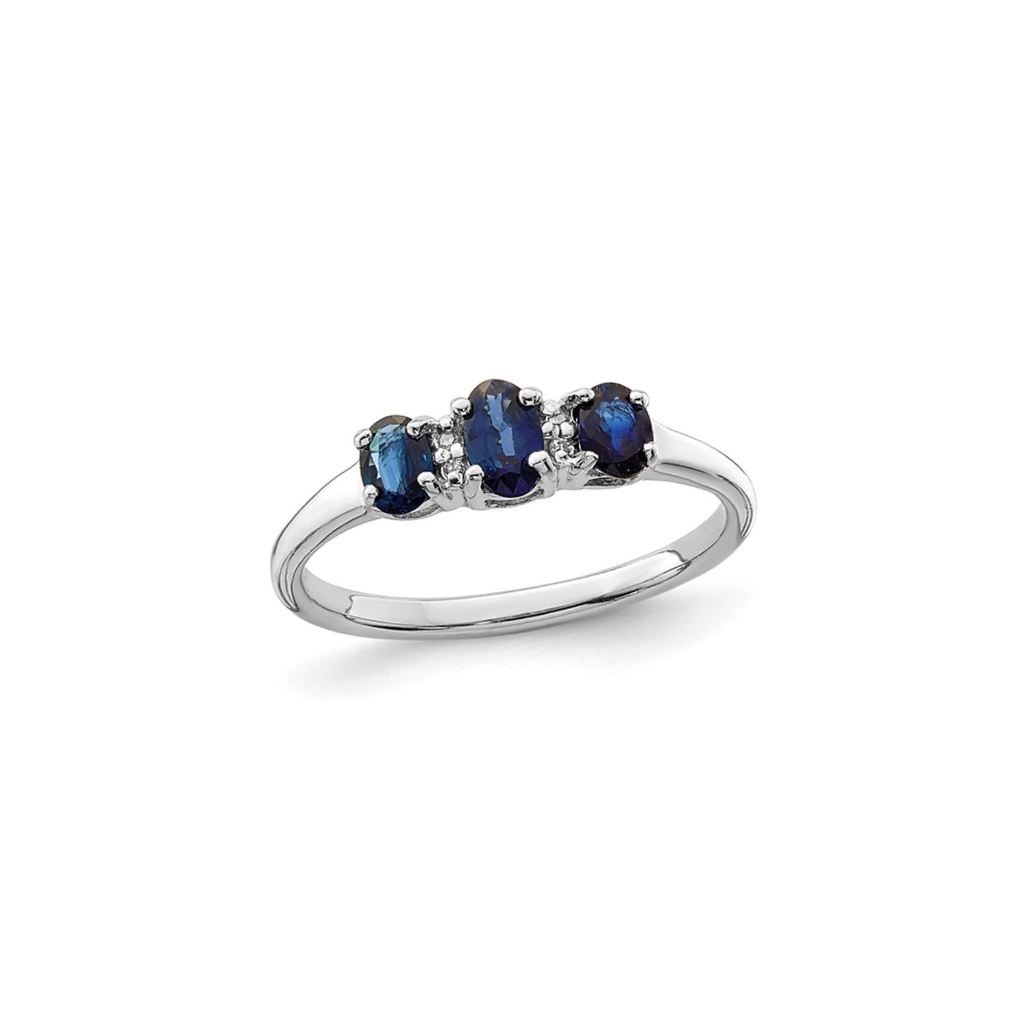 Bague en argent sterling avec saphir bleu à trois pierres de 4/5 ct