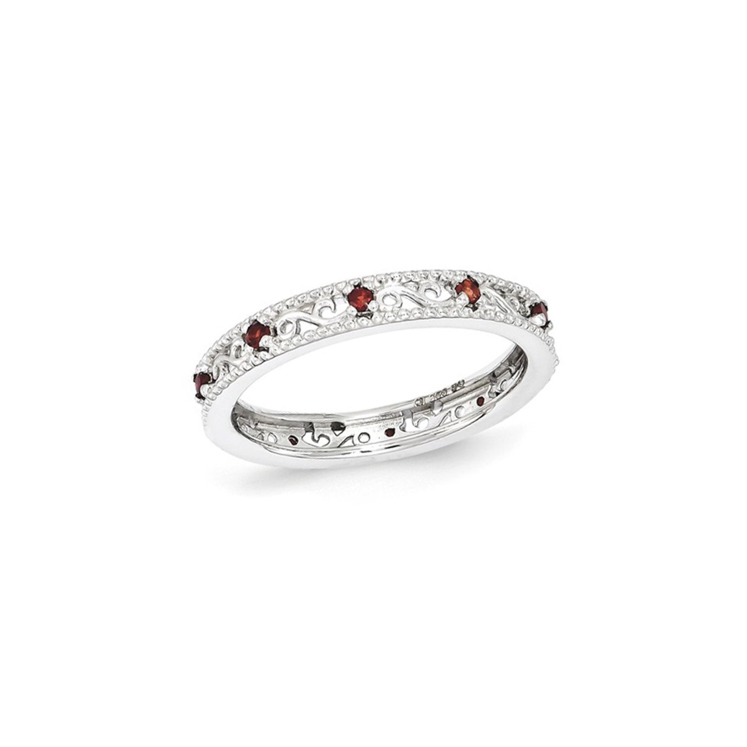 Garnet Eternity Band Ring 1/5 Carat in Sterling Silver