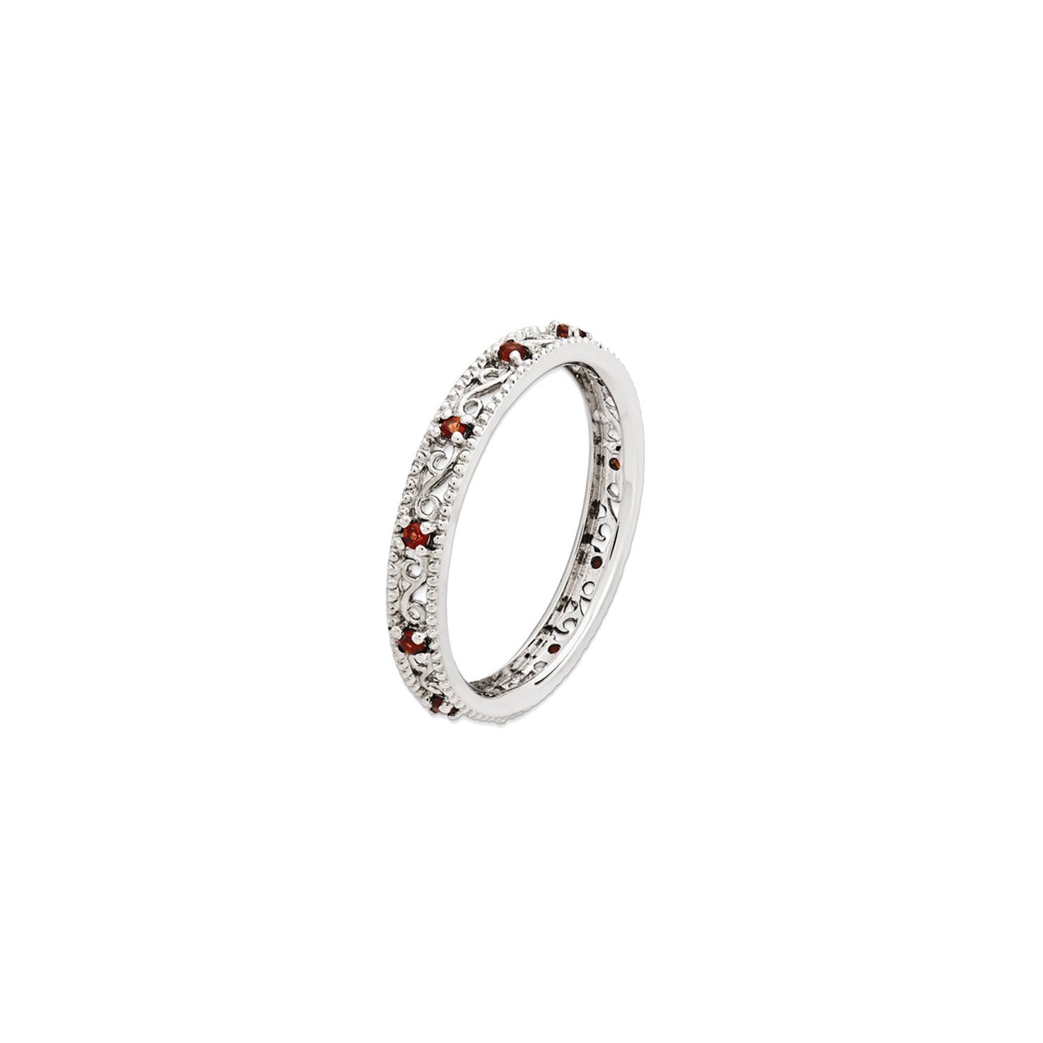 Garnet Eternity Band Ring 1/5 Carat in Sterling Silver