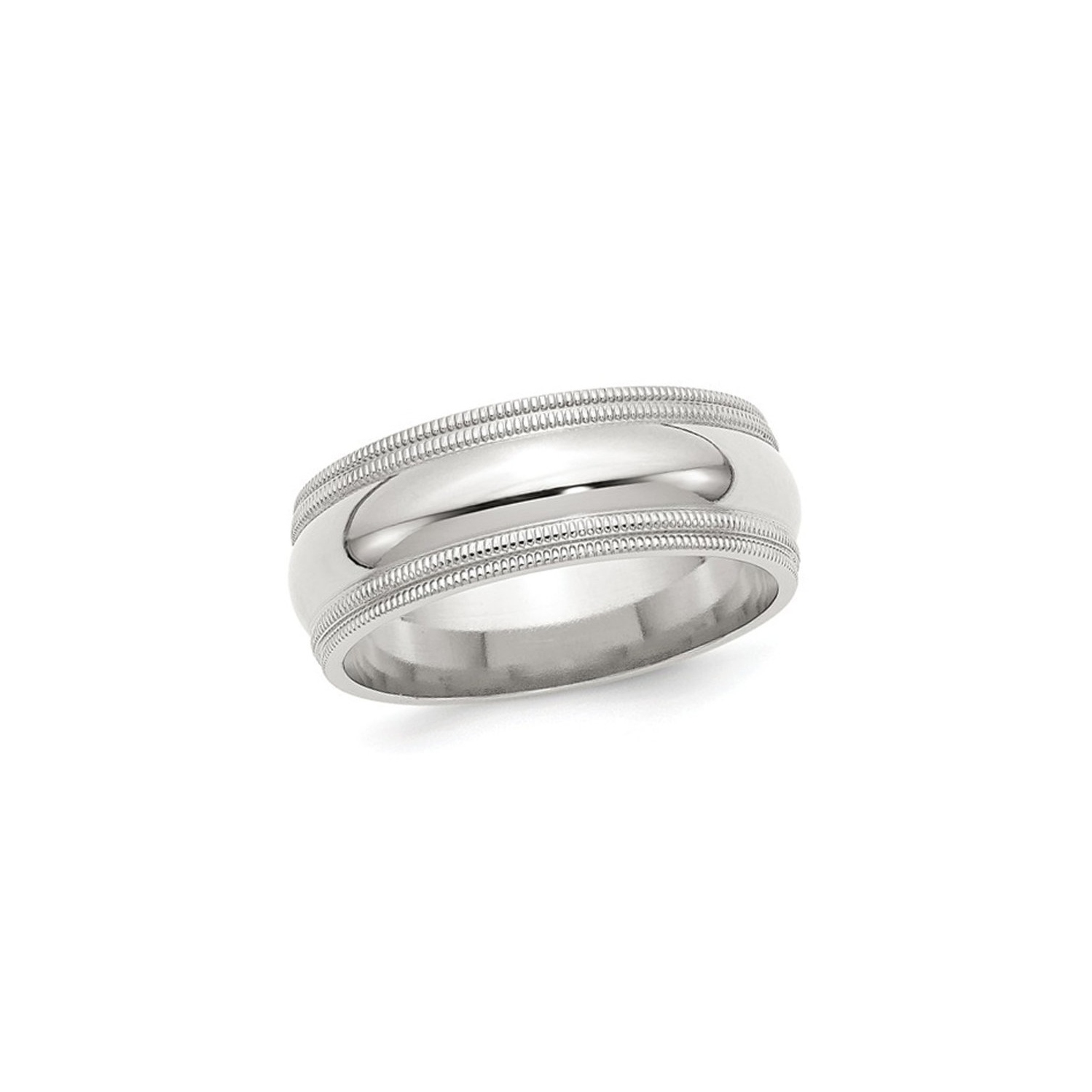 Bague de mariage homme, argent sterling et double millegrain 8&nbsp;mm