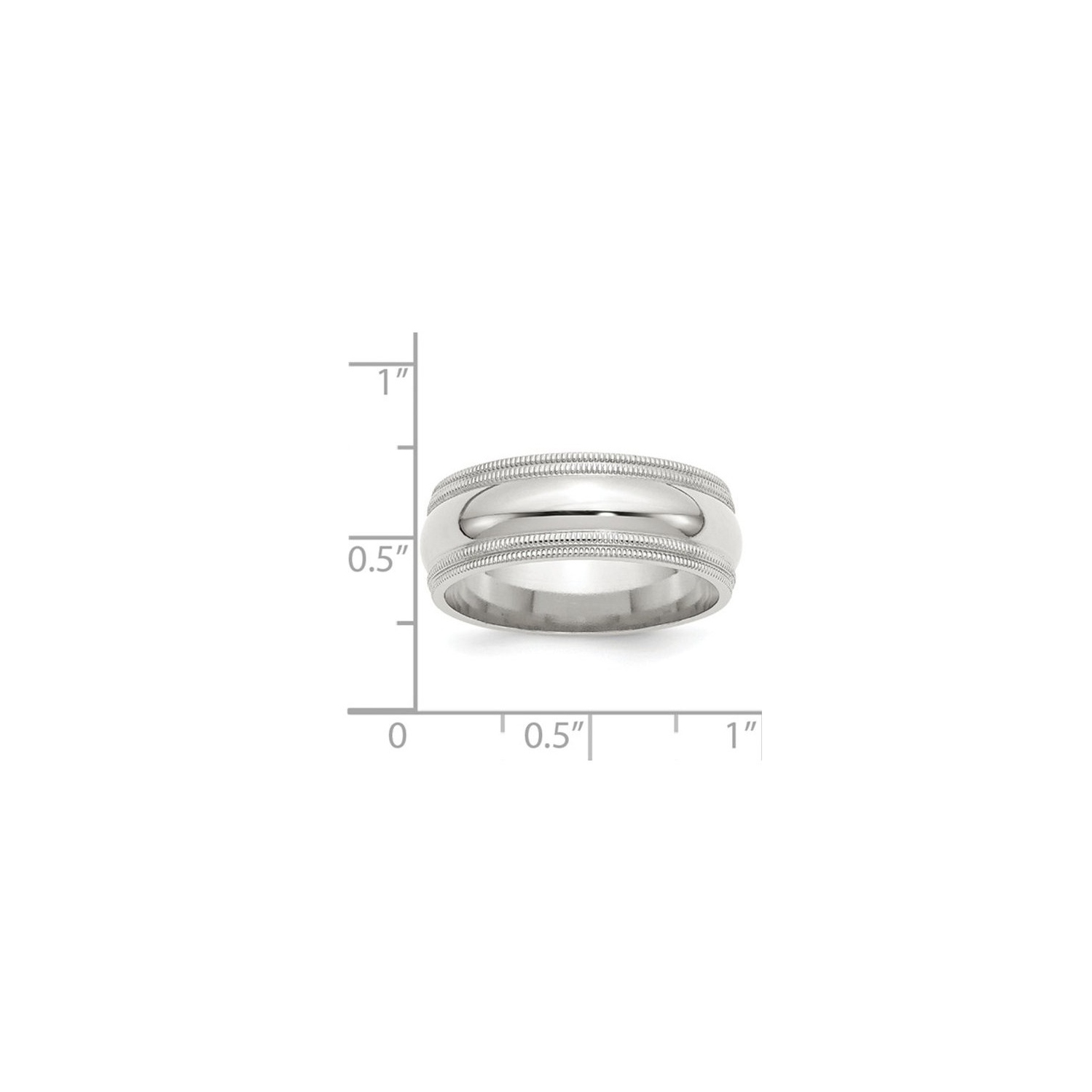 Bague de mariage homme, argent sterling et double millegrain 8&nbsp;mm
