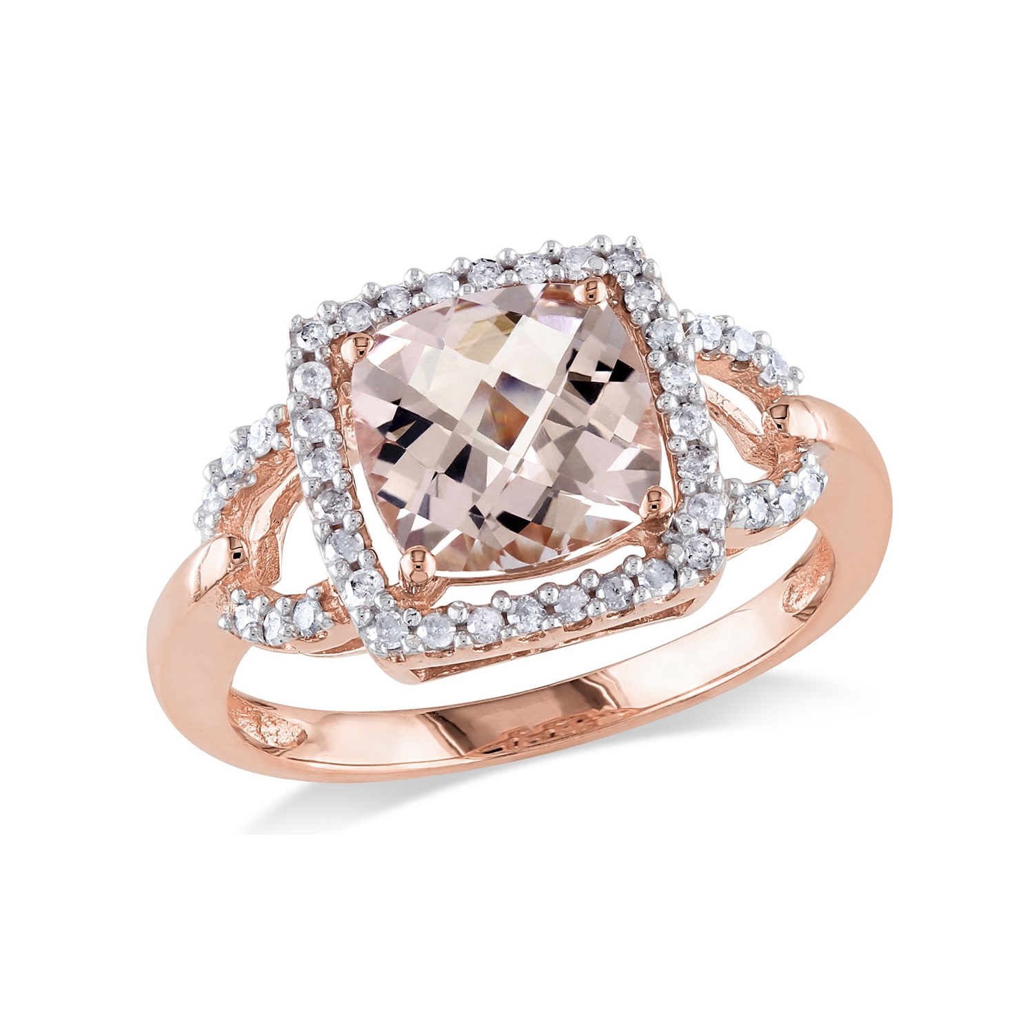 Bague en or rose 10 ct avec morganite et diamant 2.20&nbsp;carat