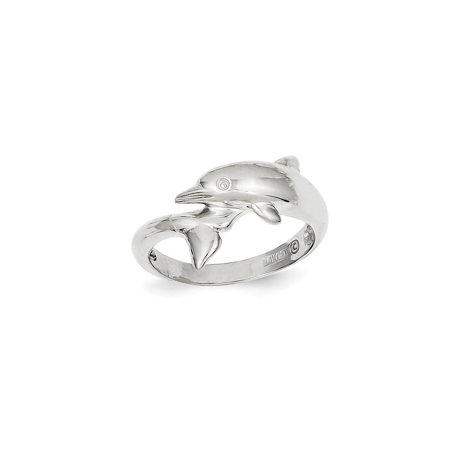 Ladies 14K White Gold Polished Dolphin Ring
