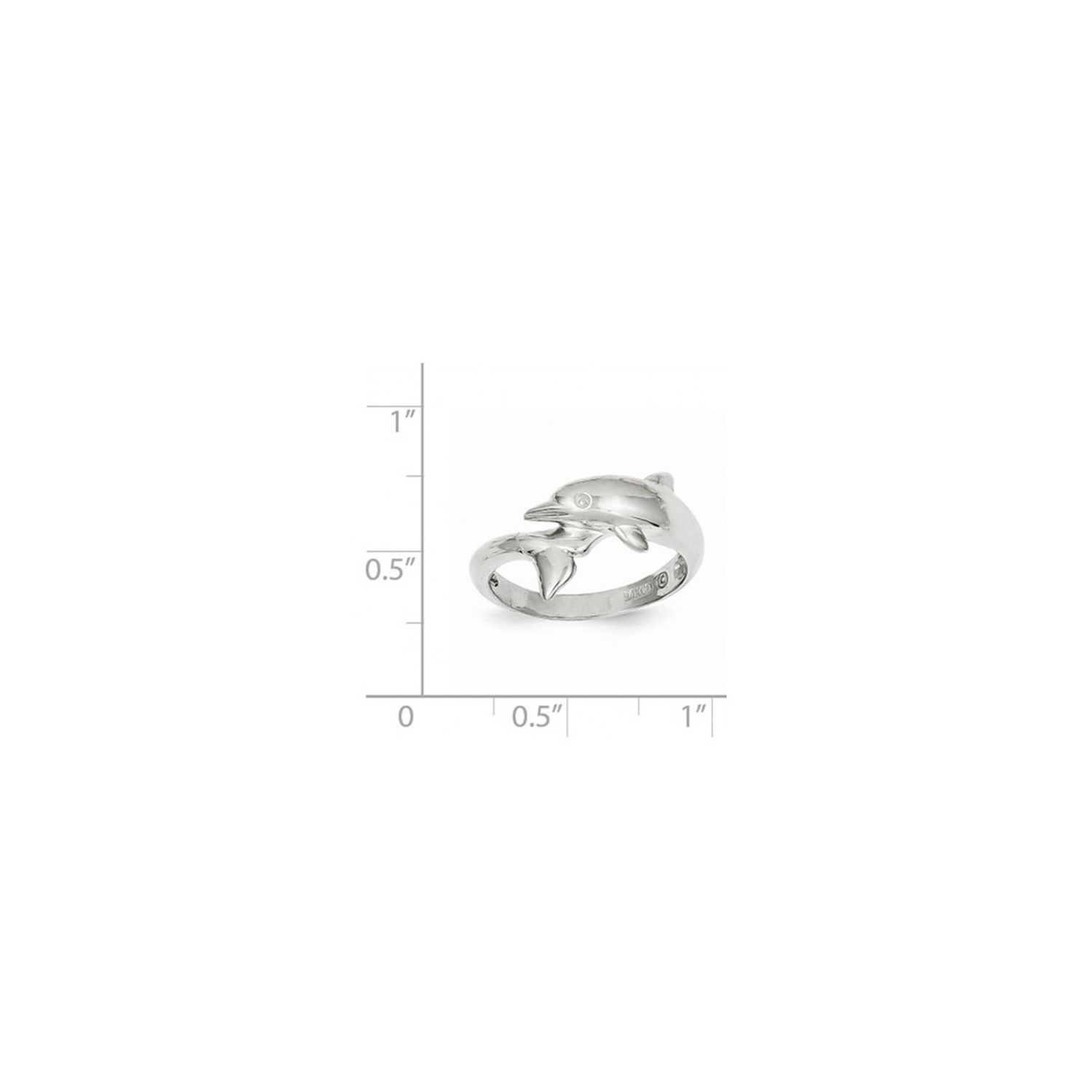 Ladies 14K White Gold Polished Dolphin Ring