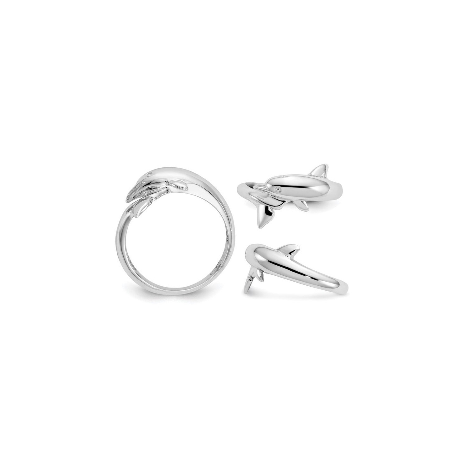 Ladies 14K White Gold Polished Dolphin Ring