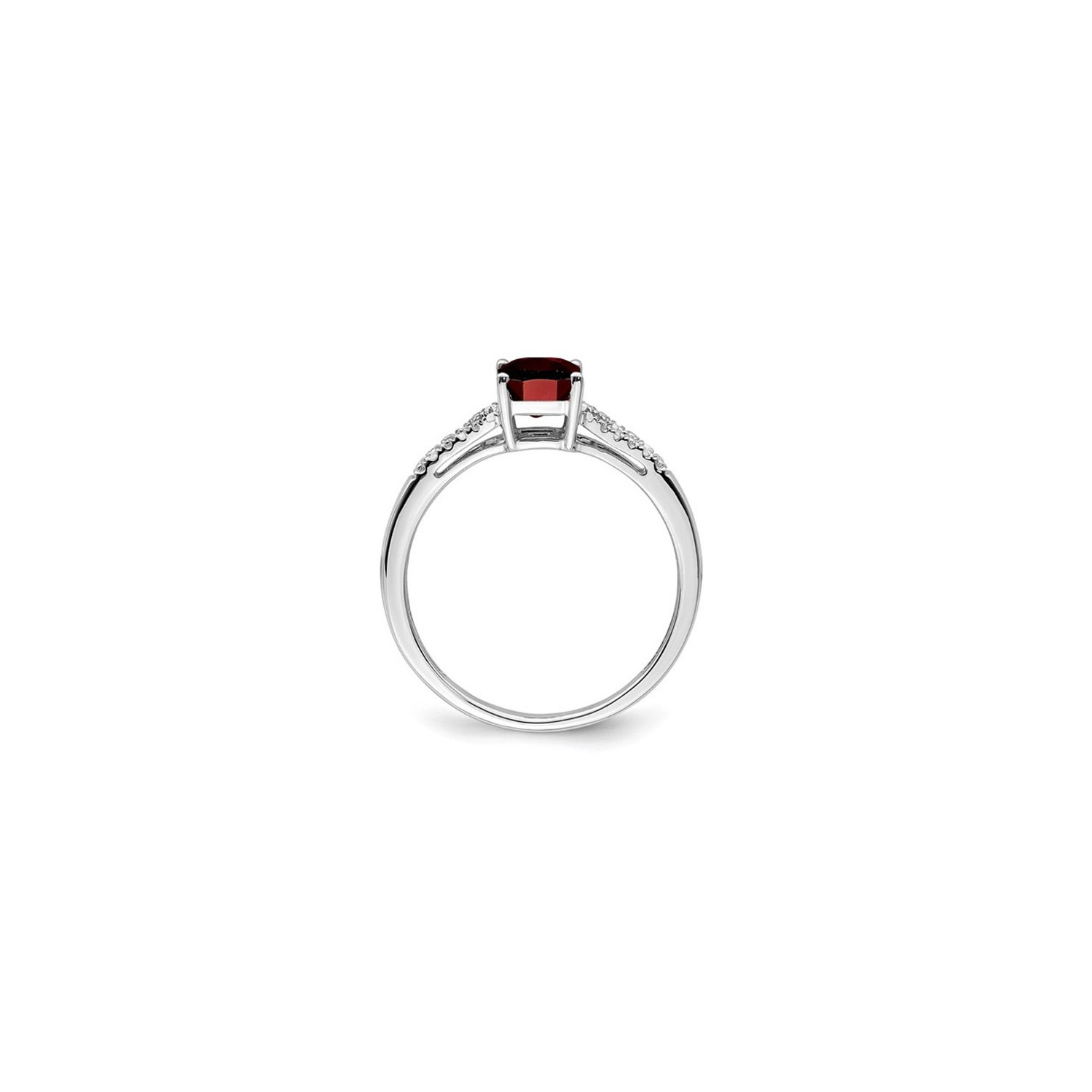 1.25 Carat Emerald-Cut Garnet Ring in 14K White Gold with Accent Diamonds