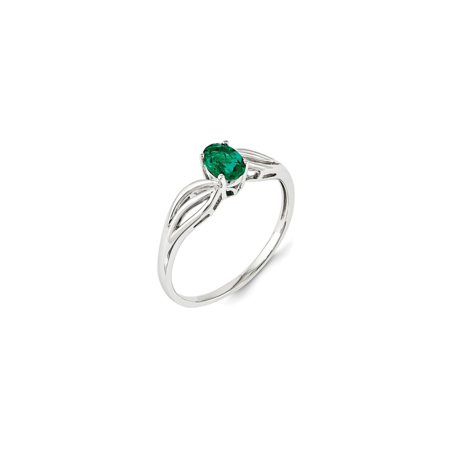 2/5 Carat Lab Created Emerald Ring in Rhodium Plated Sterling Silver