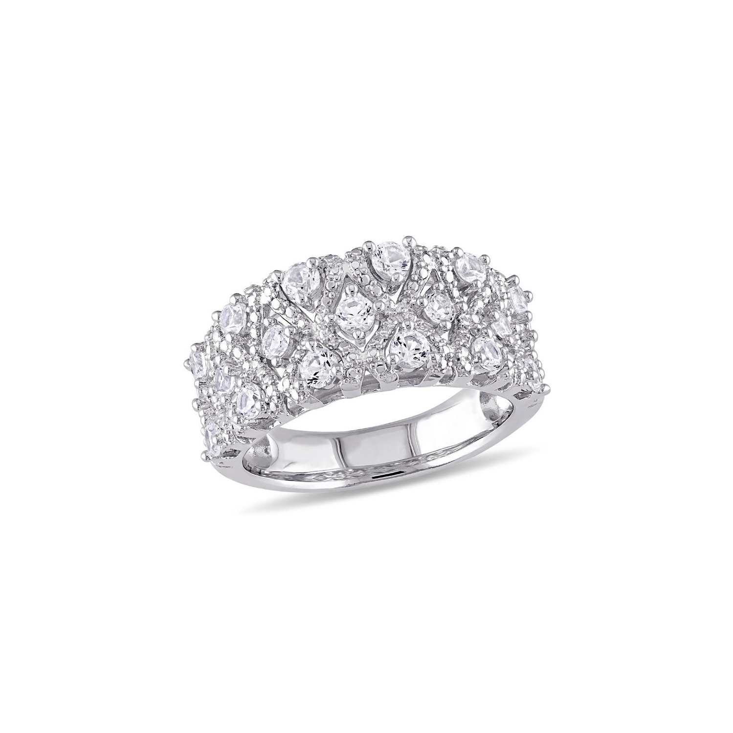 1 3/10 Carat Lab-Created White Sapphire Pave Ring In Sterling Silver
