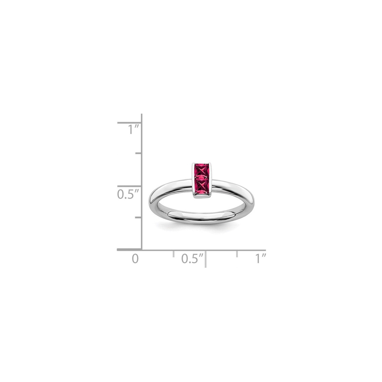 1/3 Carat Princess Cut Lab Created Ruby Ring in Sterling Silver