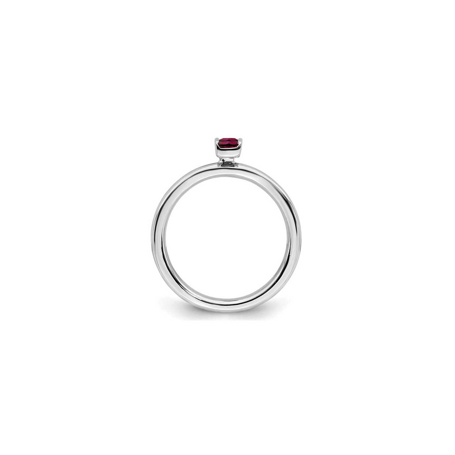 1/3 Carat Princess Cut Lab Created Ruby Ring in Sterling Silver