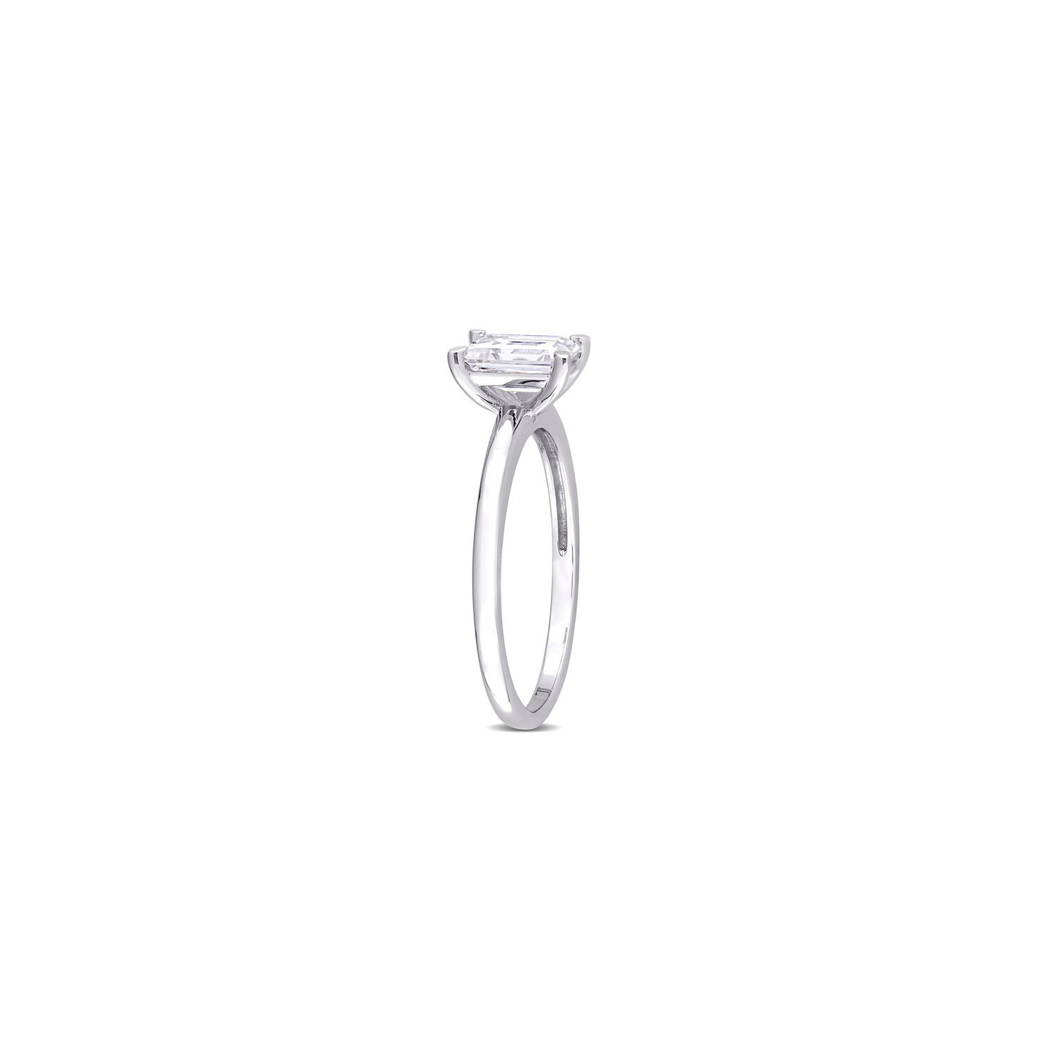 1.00 Carat Lab-Created Emerald-Cut Moissanite Engagement Ring in Sterling Silver