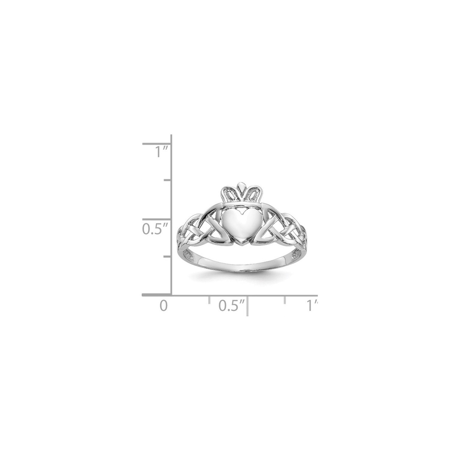 Mens Claddagh Ring in 14K White Gold