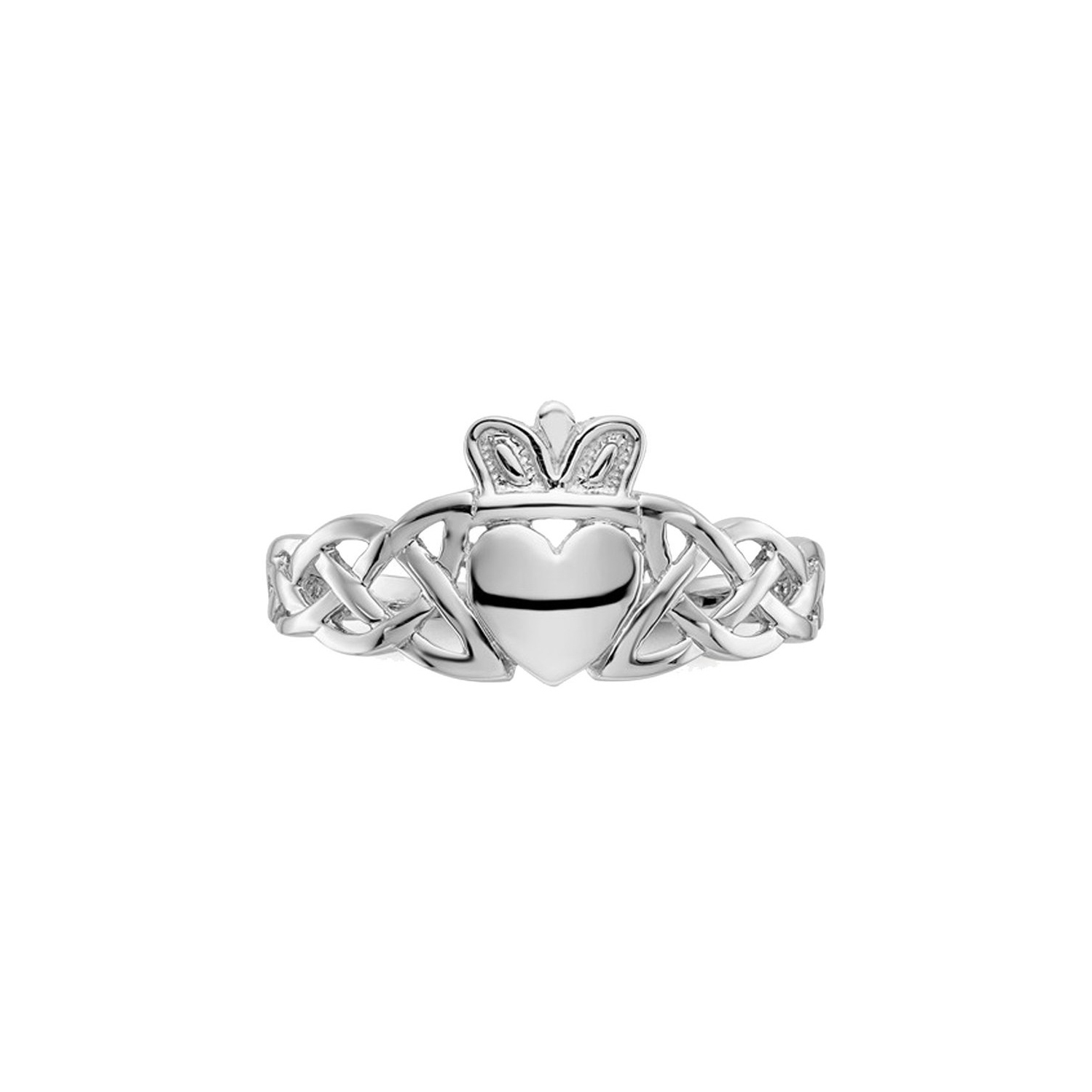 Mens Claddagh Ring in 14K White Gold