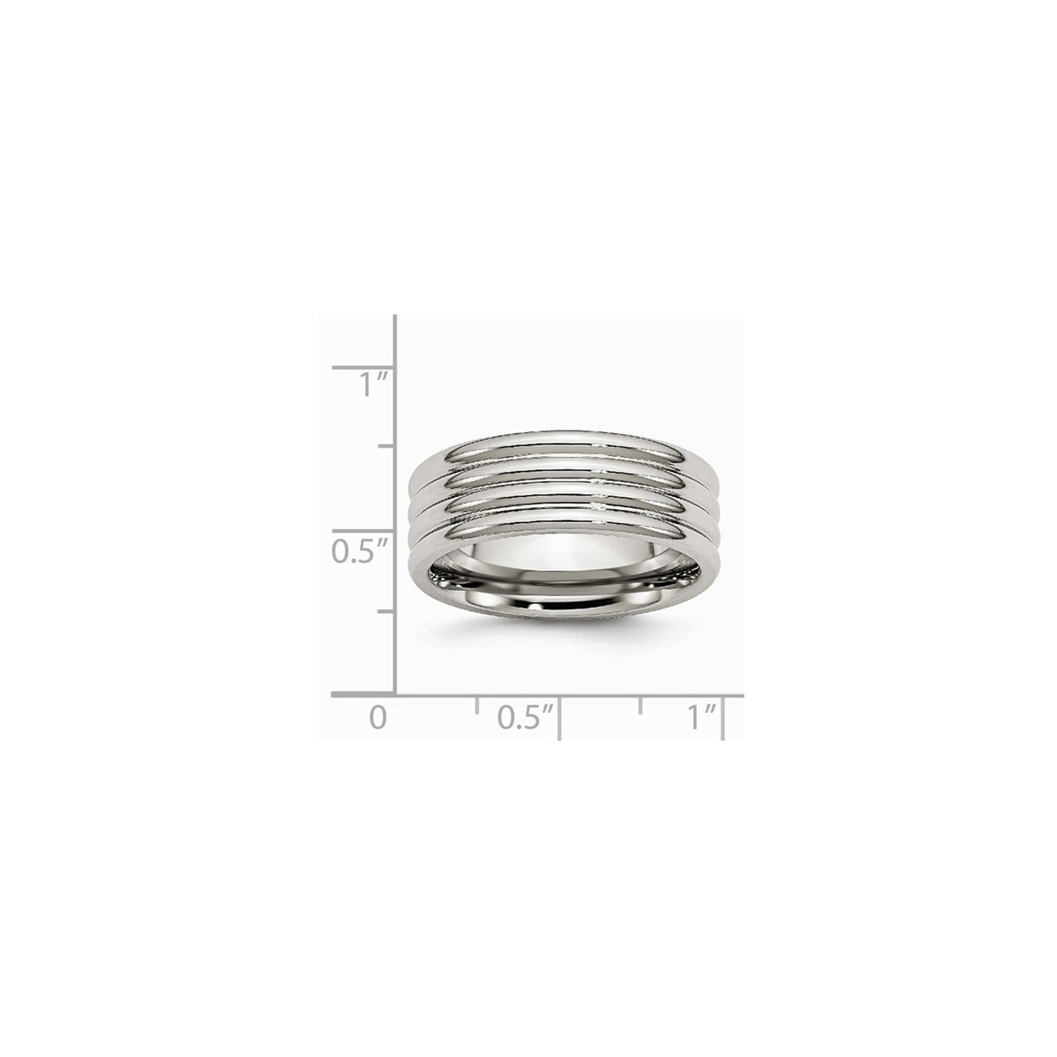 Chisel 8mm Stainless Steel Grooved Comfort Fit Wedding Band Ring