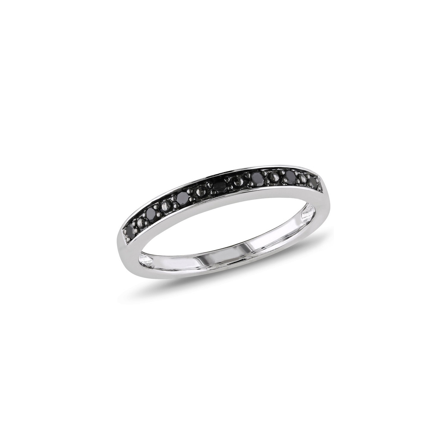 Alliance en argent sterling et rhodium noir, diamants noirs 1/10 ct