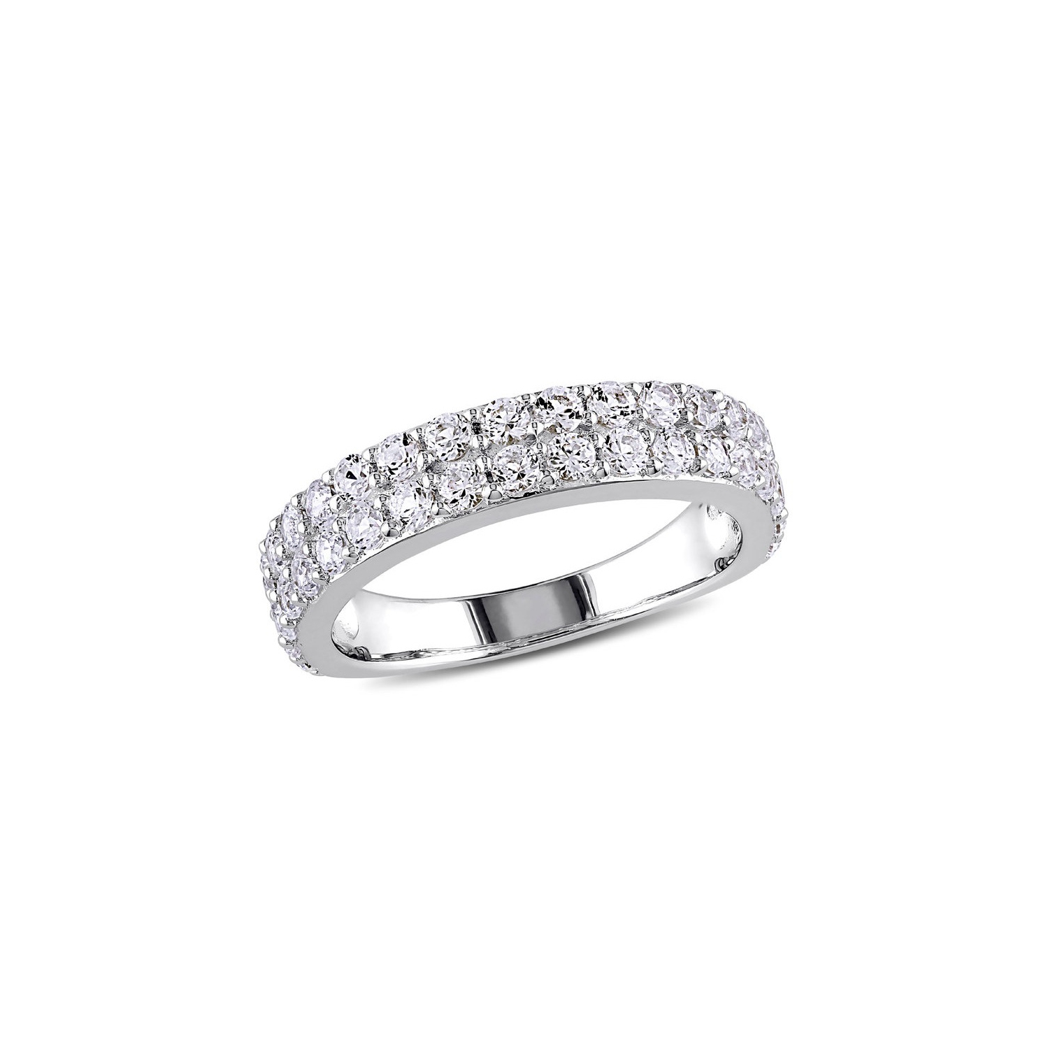 Bague anniversaire en argent sterling avec saphir blanc synthétique en laboratoire 1.50 ct