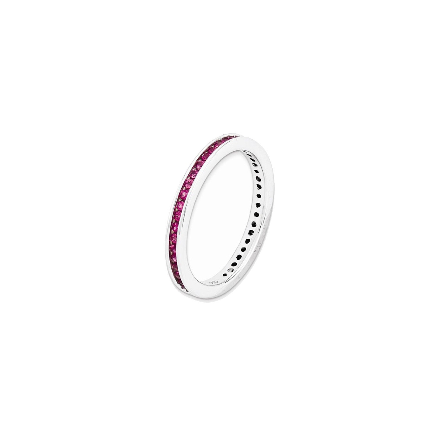 Lab-Created Synthetic Ruby Semi-Eternity Band Ring 3/4 Carat in Sterling Silver