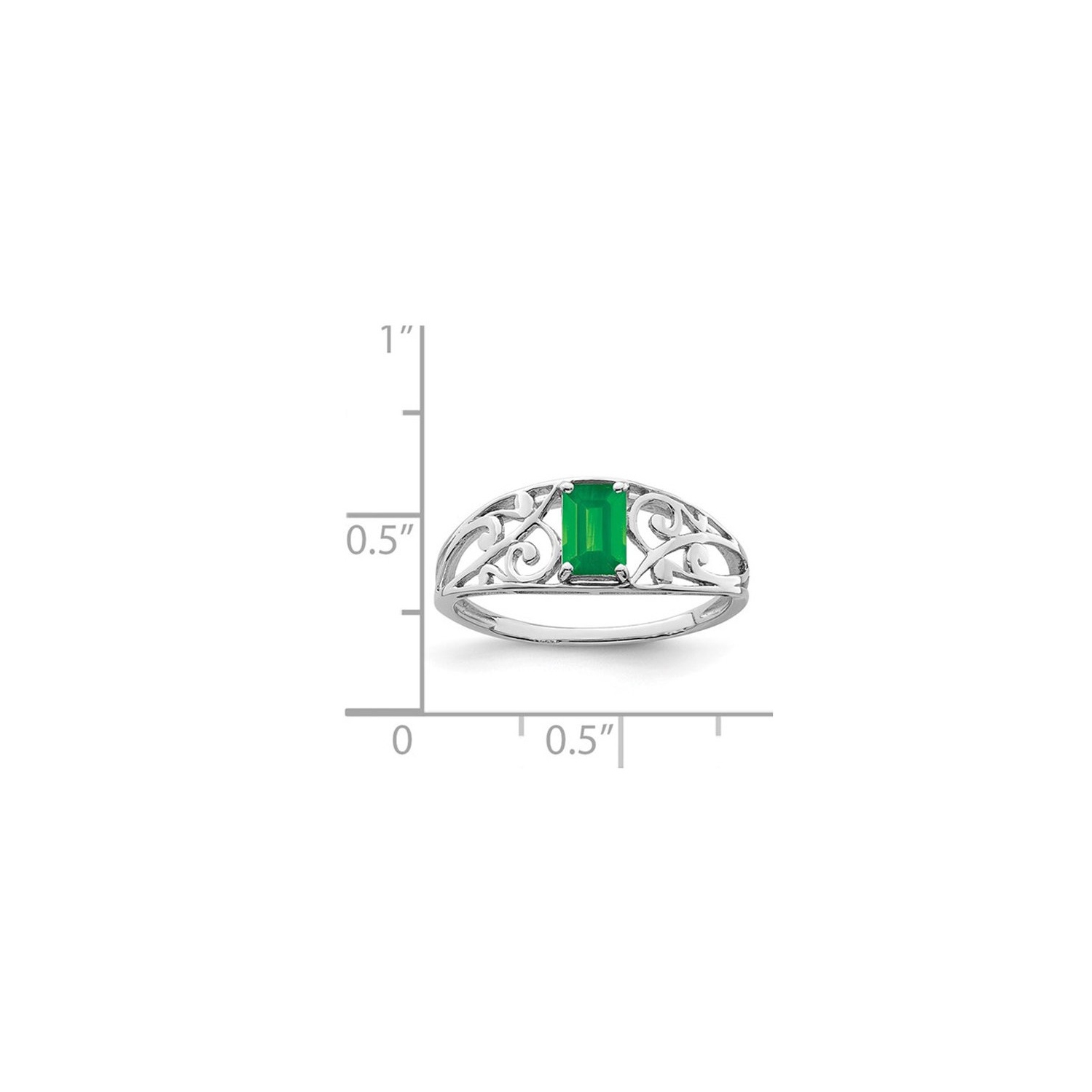 2/5 Carat Emerald-Cut Green Emerald Ring in Sterling Silver