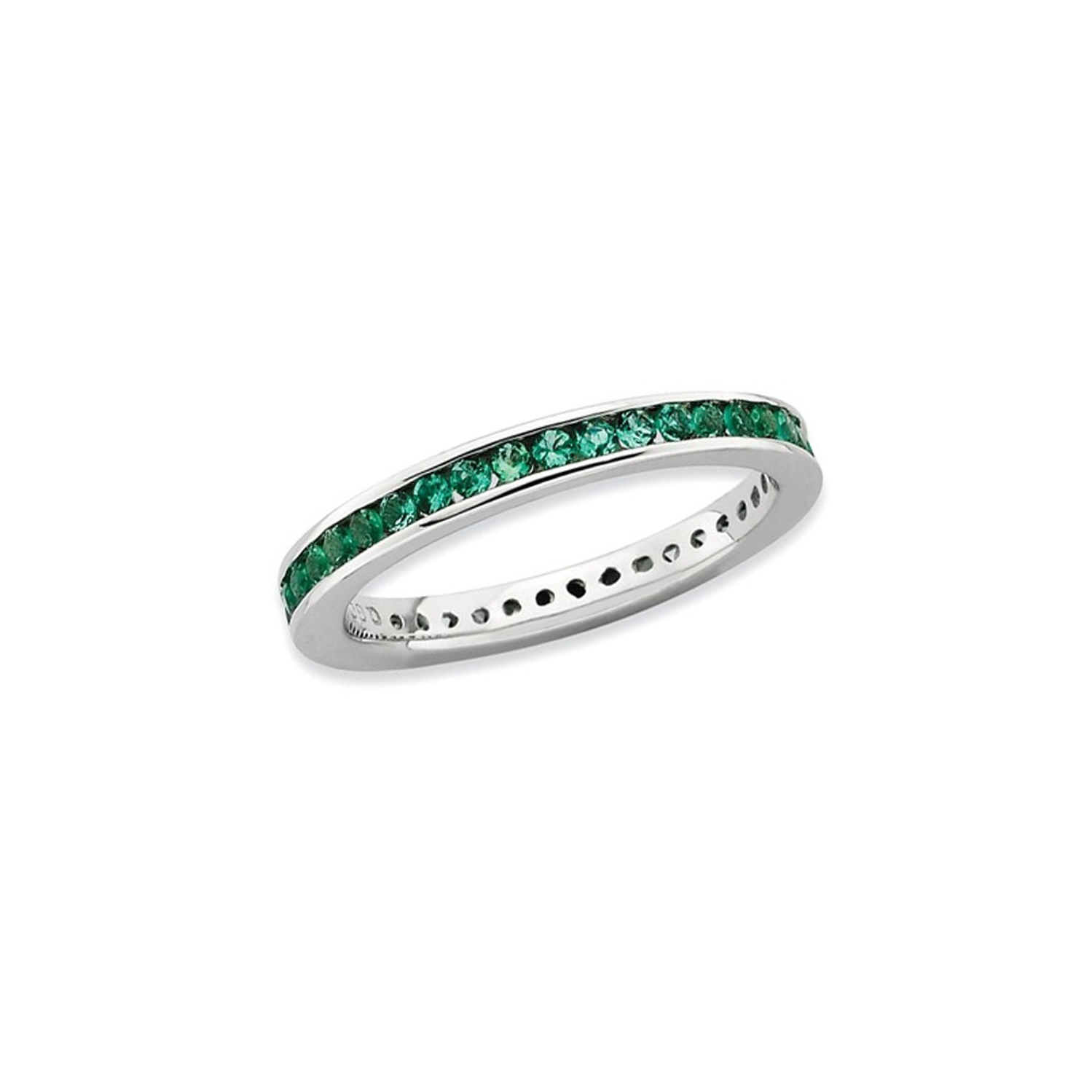 1/2 Carat Lab-Created Emerald Band Ring in Sterling Silver