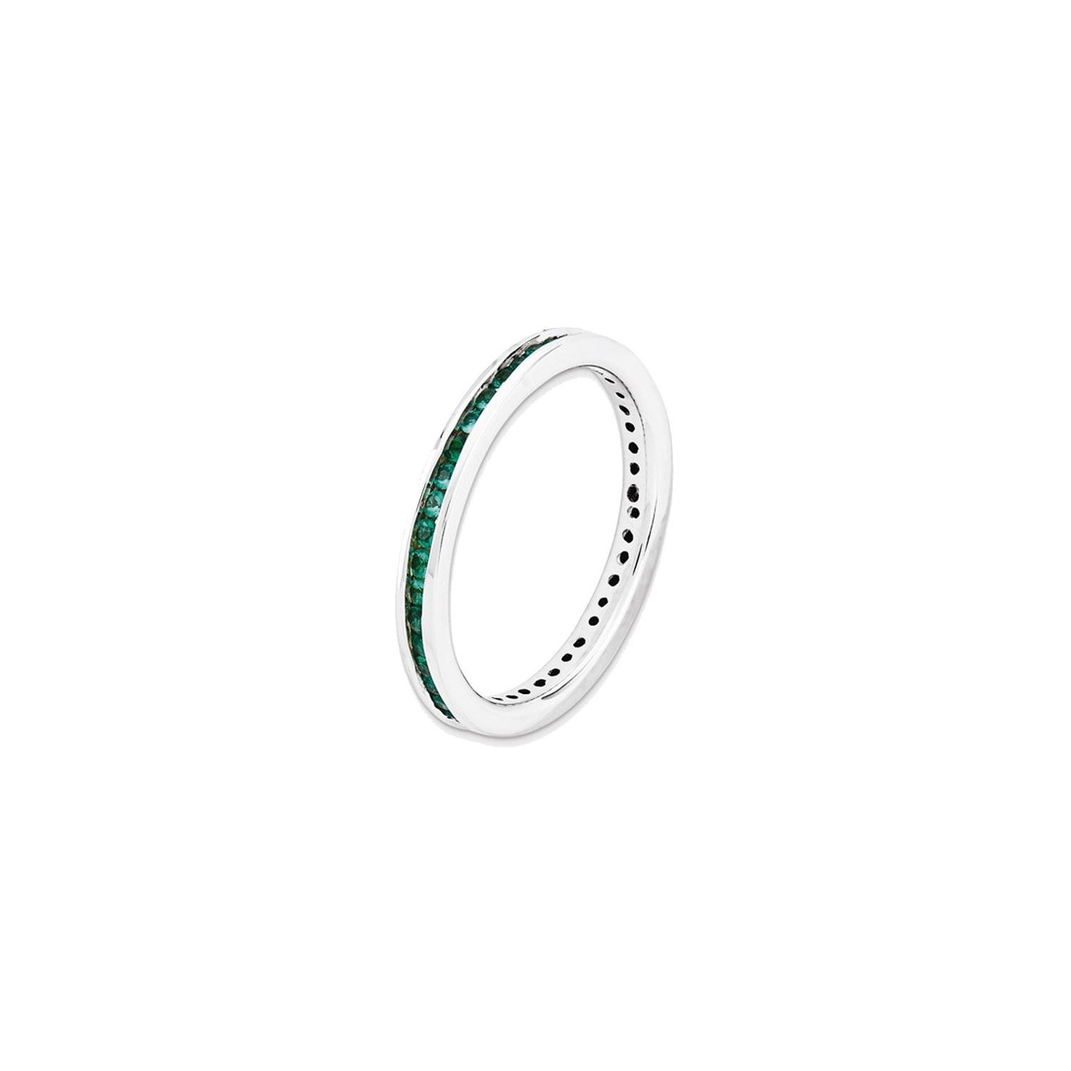 1/2 Carat Lab-Created Emerald Band Ring in Sterling Silver