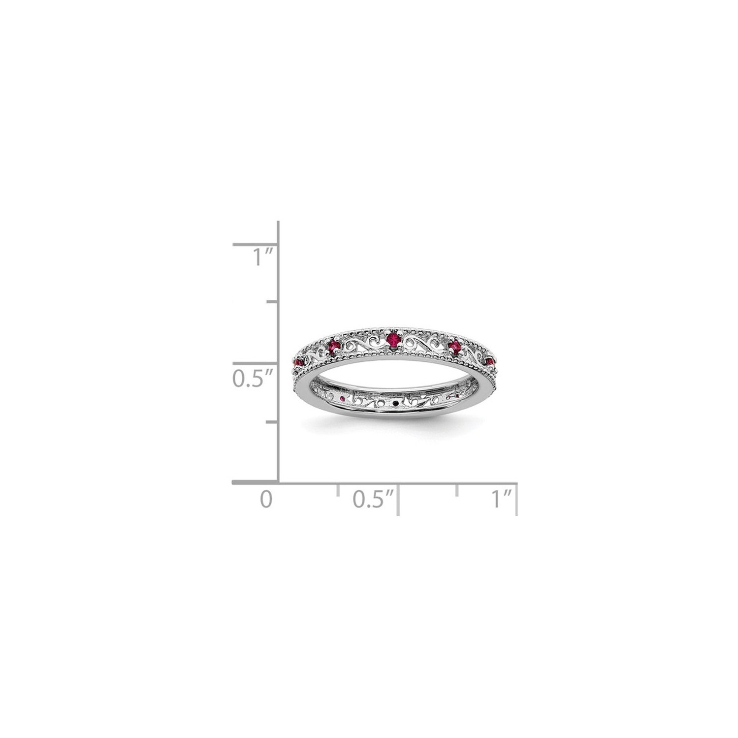 1/5 Carat Lab Created Ruby Band Stackable Ring in Sterling Silver