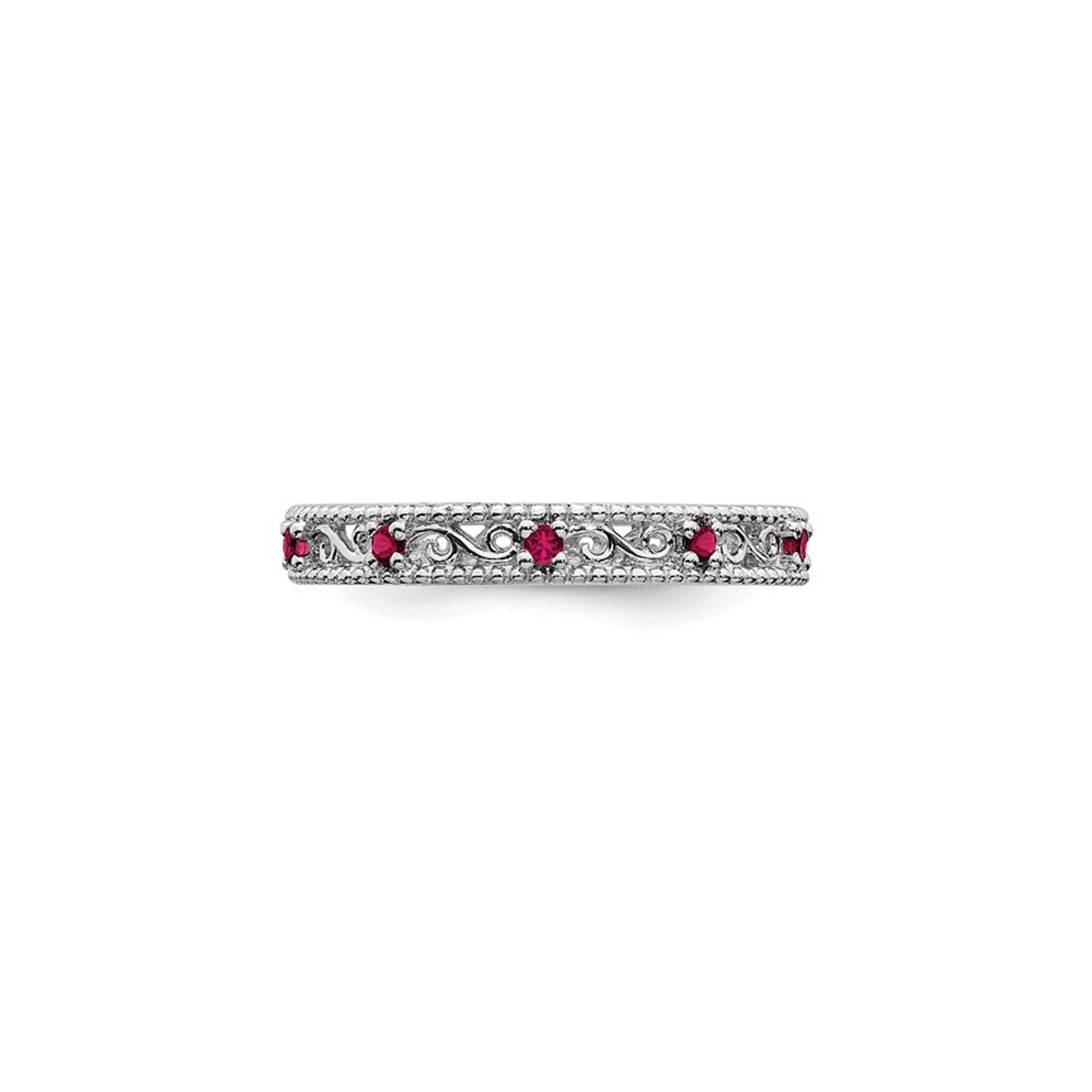 1/5 Carat Lab Created Ruby Band Stackable Ring in Sterling Silver