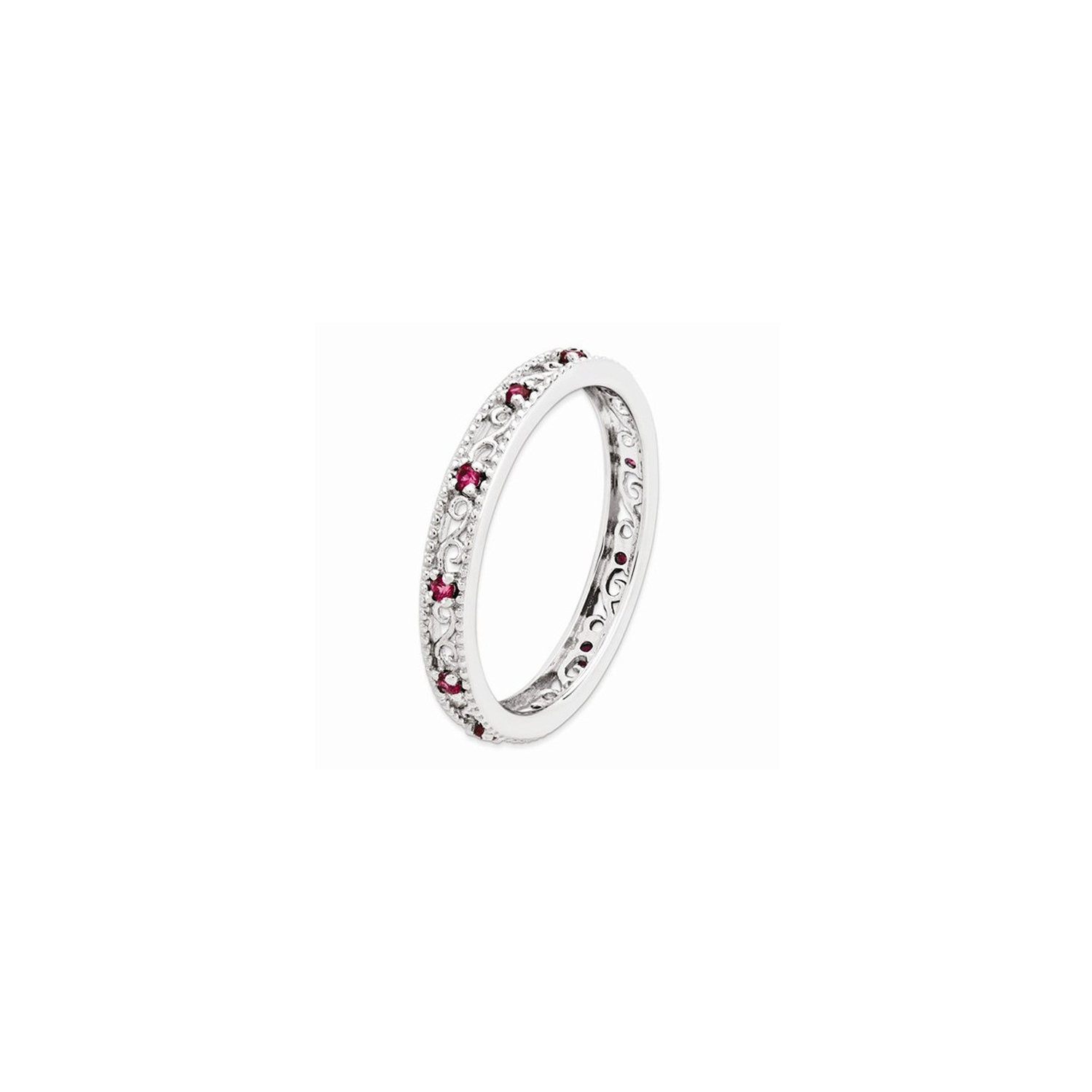 1/5 Carat Lab Created Ruby Band Stackable Ring in Sterling Silver